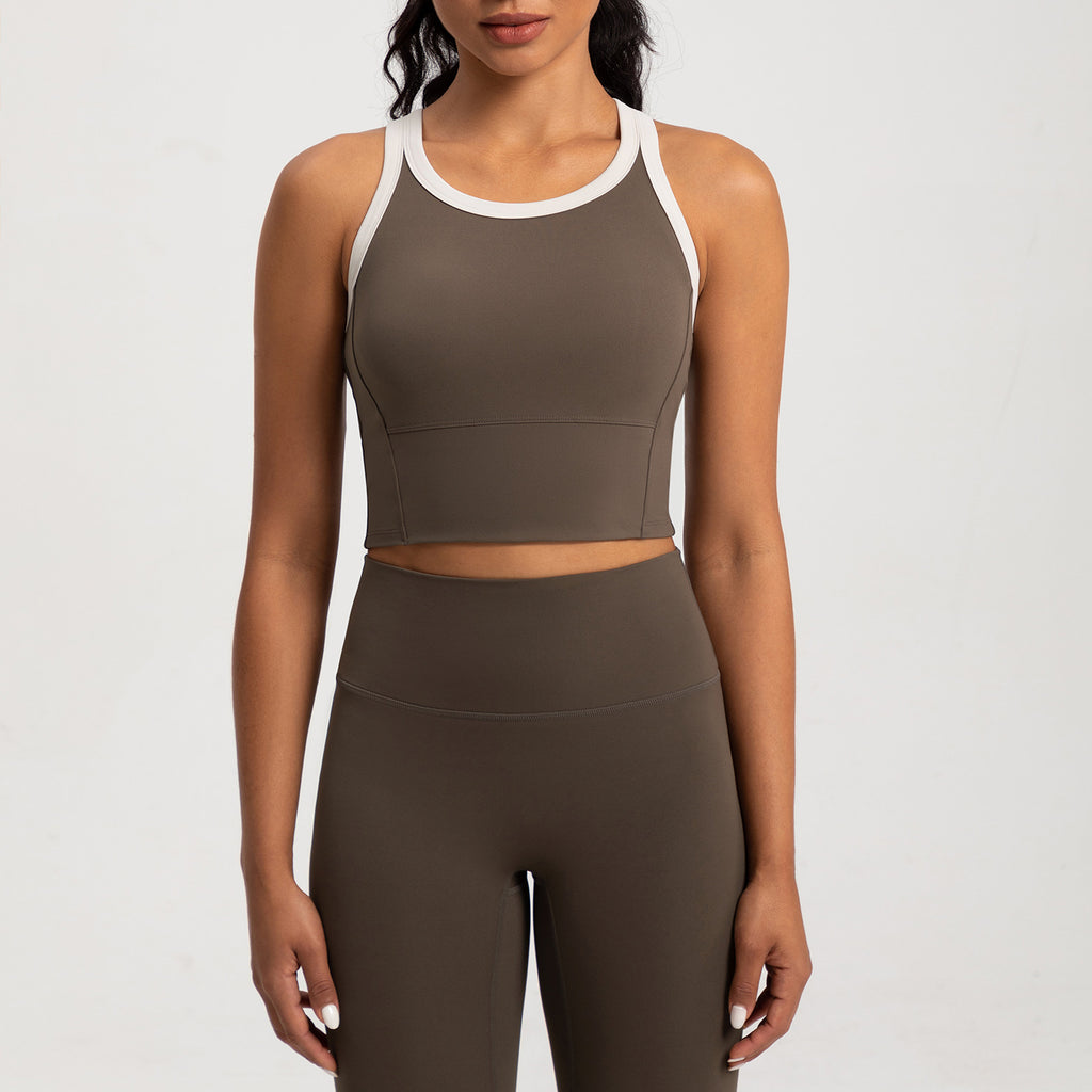 Athena Lulu Color Matching Nude Beauty Back Tight Sports Vest