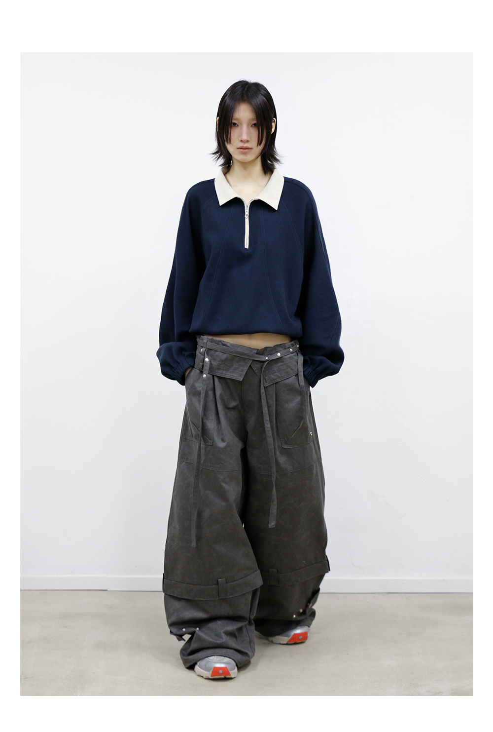RELABEL Half Zipper Loose Lapel Long Sleeve