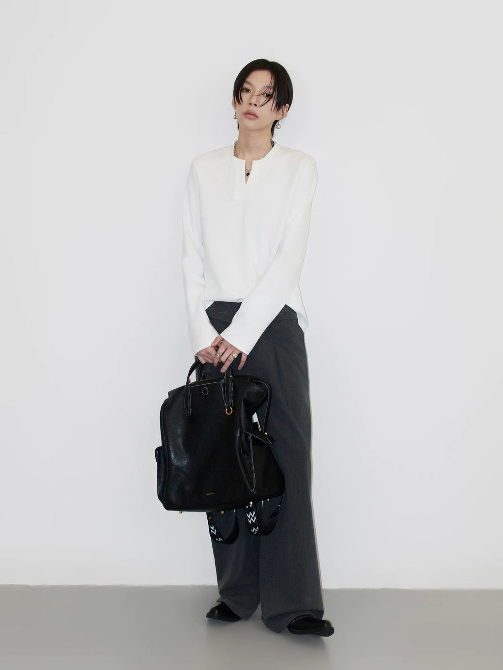 Sameuoo V-Neck Front Shoulder Casual Bottom Long Sleeve