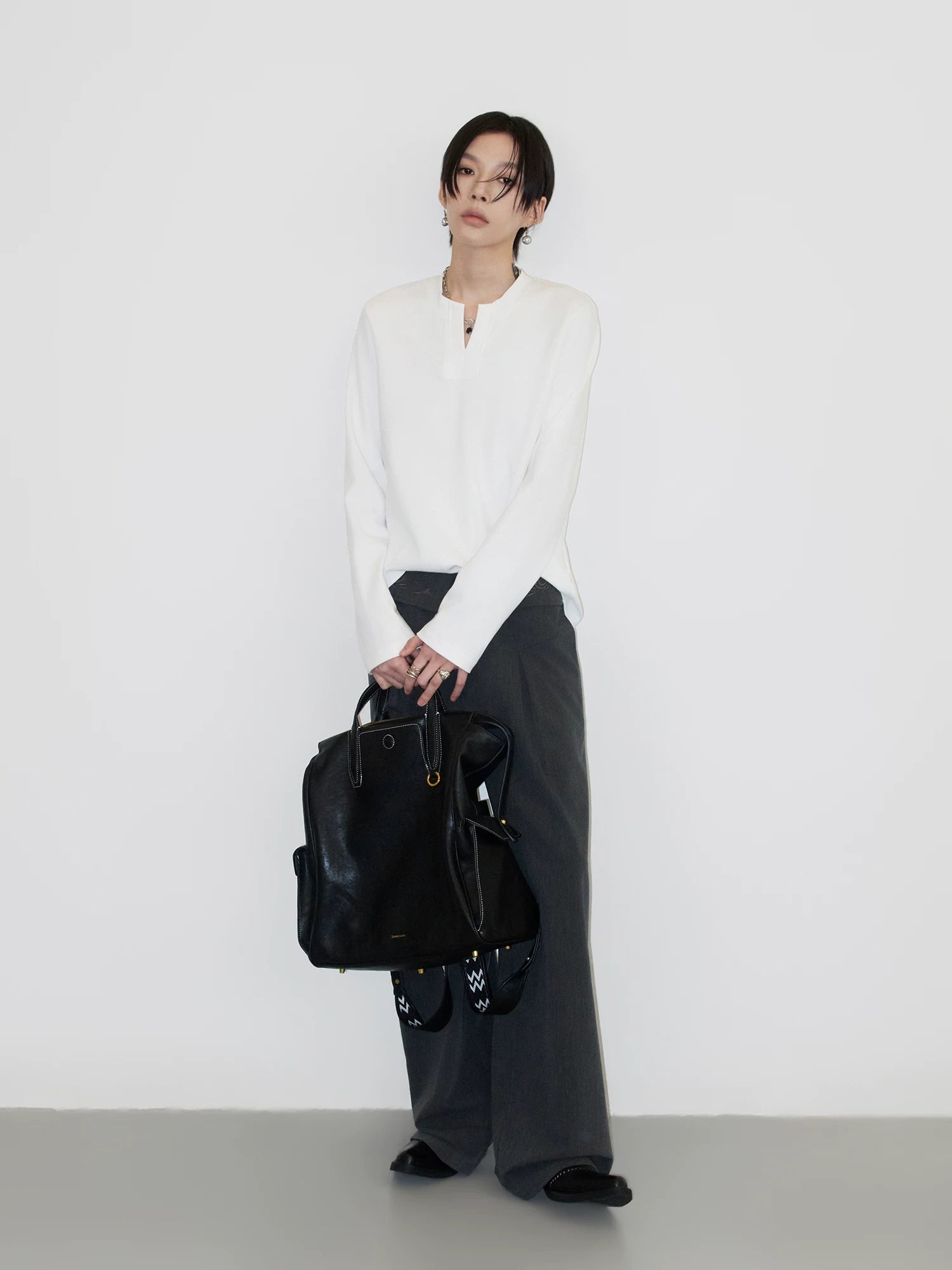 Sameuoo V-Neck Front Shoulder Casual Bottom Long Sleeve