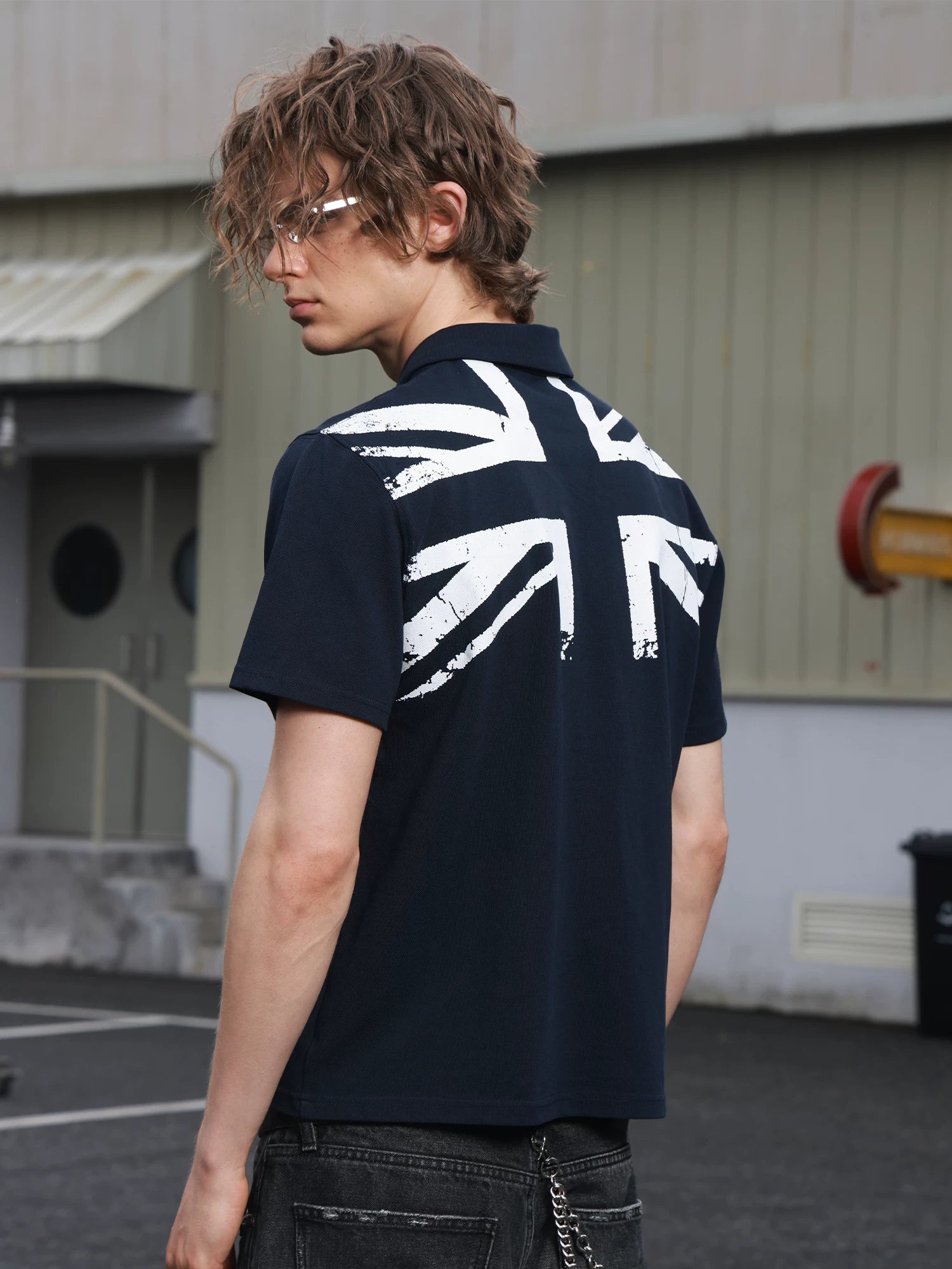 SAXGENWON Vintage Embroidery Front Shoulder Polo Tee