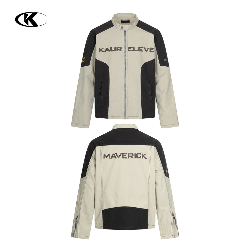 11KN Vintage Loose Letter Casual Zipper Jacket