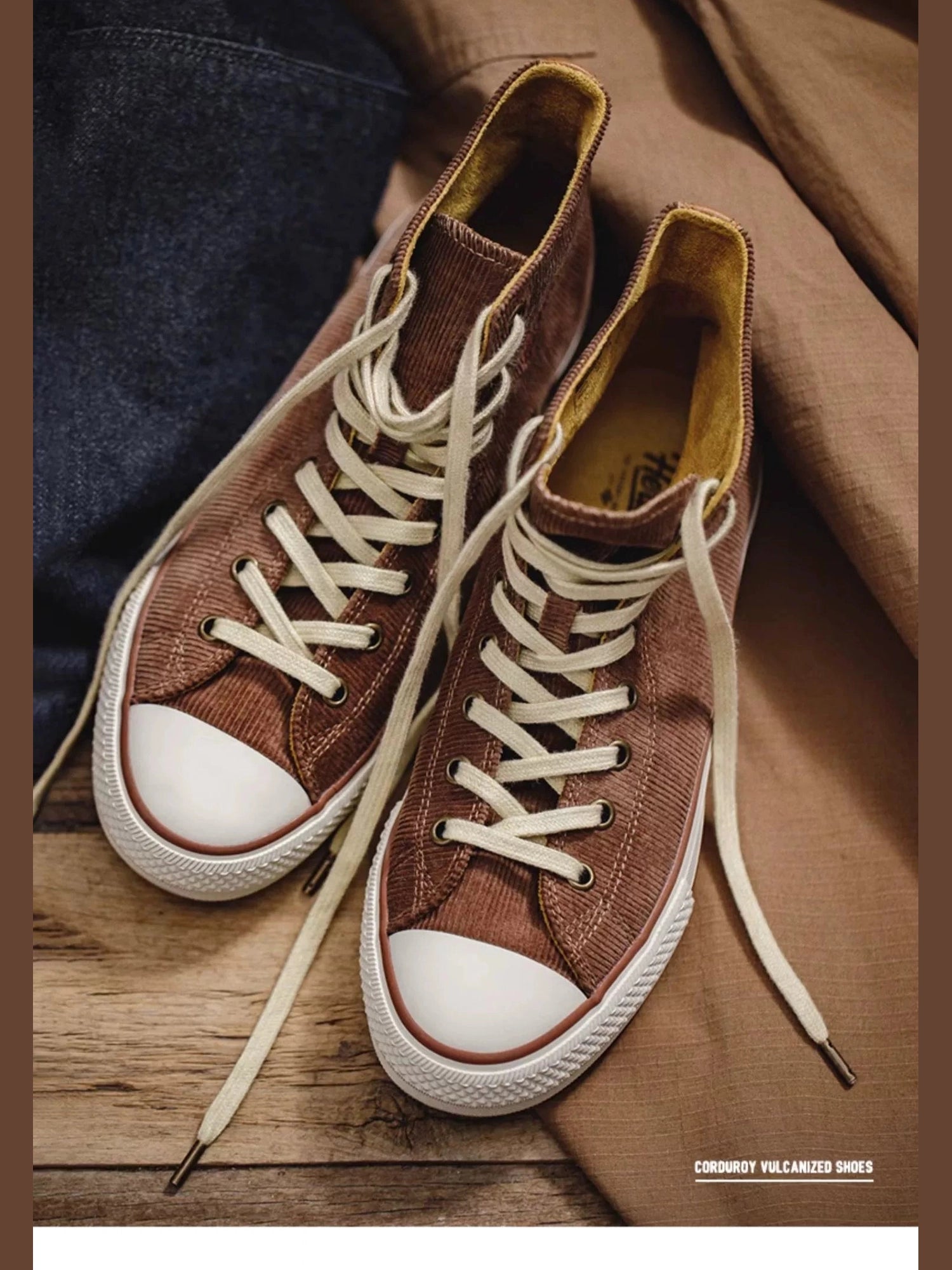 Maden Vintage Corduroy High Top Canvas Shoes