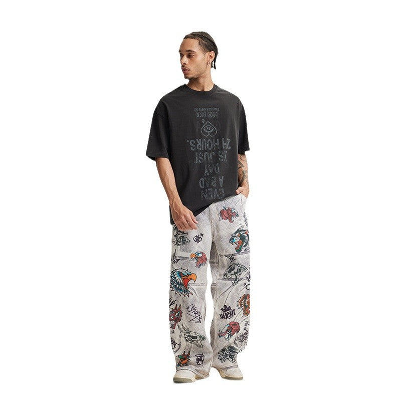 INF animal graffiti Jeans