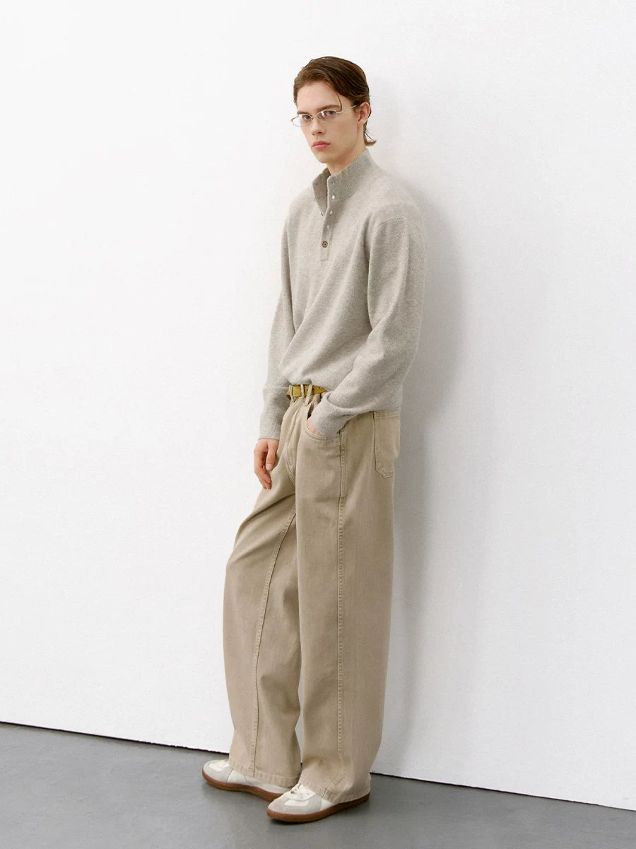 714Street Skin-friendly Stand-up Collar Loose High-elastic Knitted Sweater