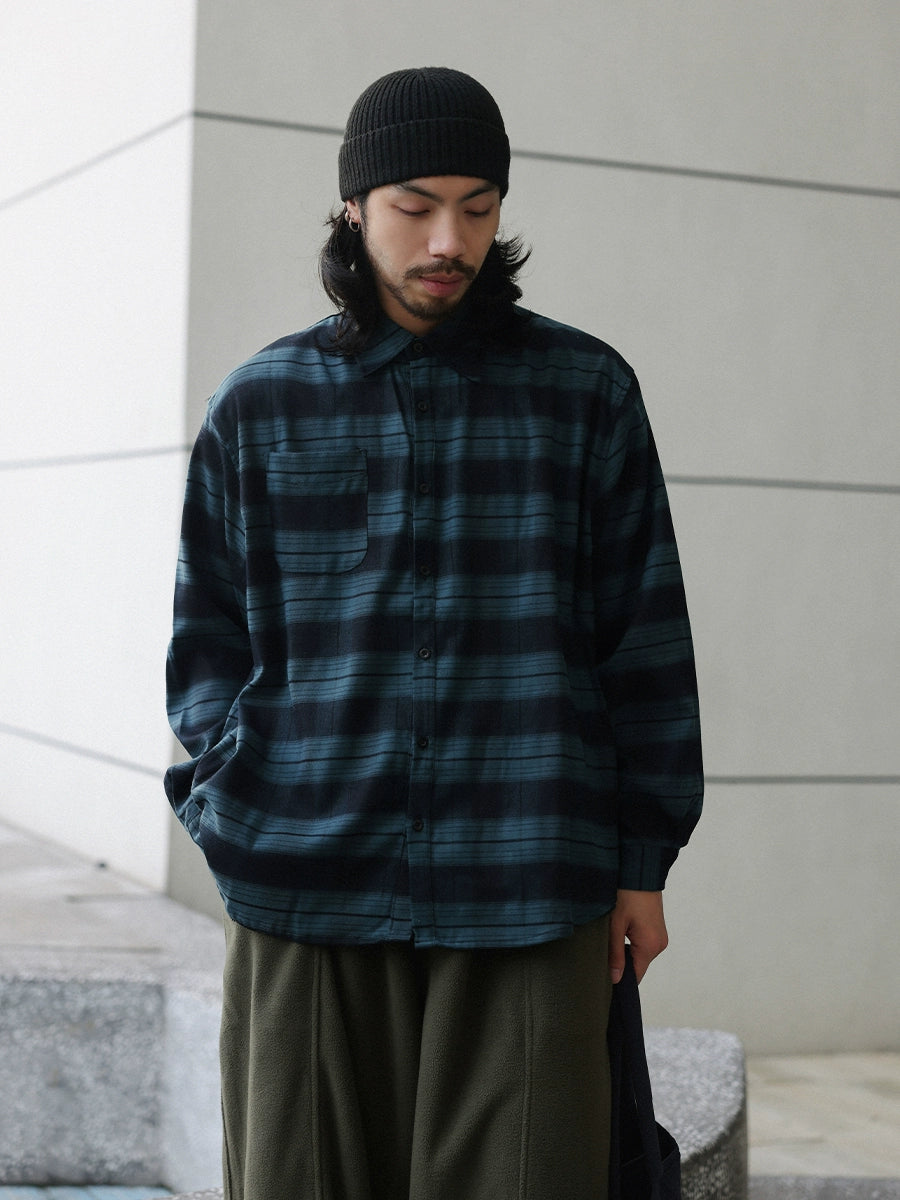 NOEARS Vintage Loose Plaid Long Sleeve Shirt