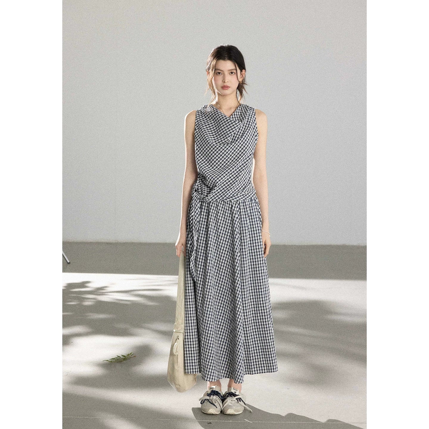 TYANG Plaid Sleeveless Vest Skirt Set