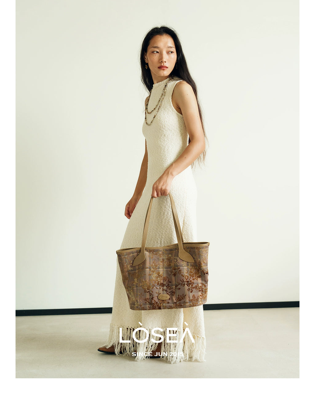 LOSEA Lu Xi All Things Grow Tie-dye flocking large-capacity tote bag