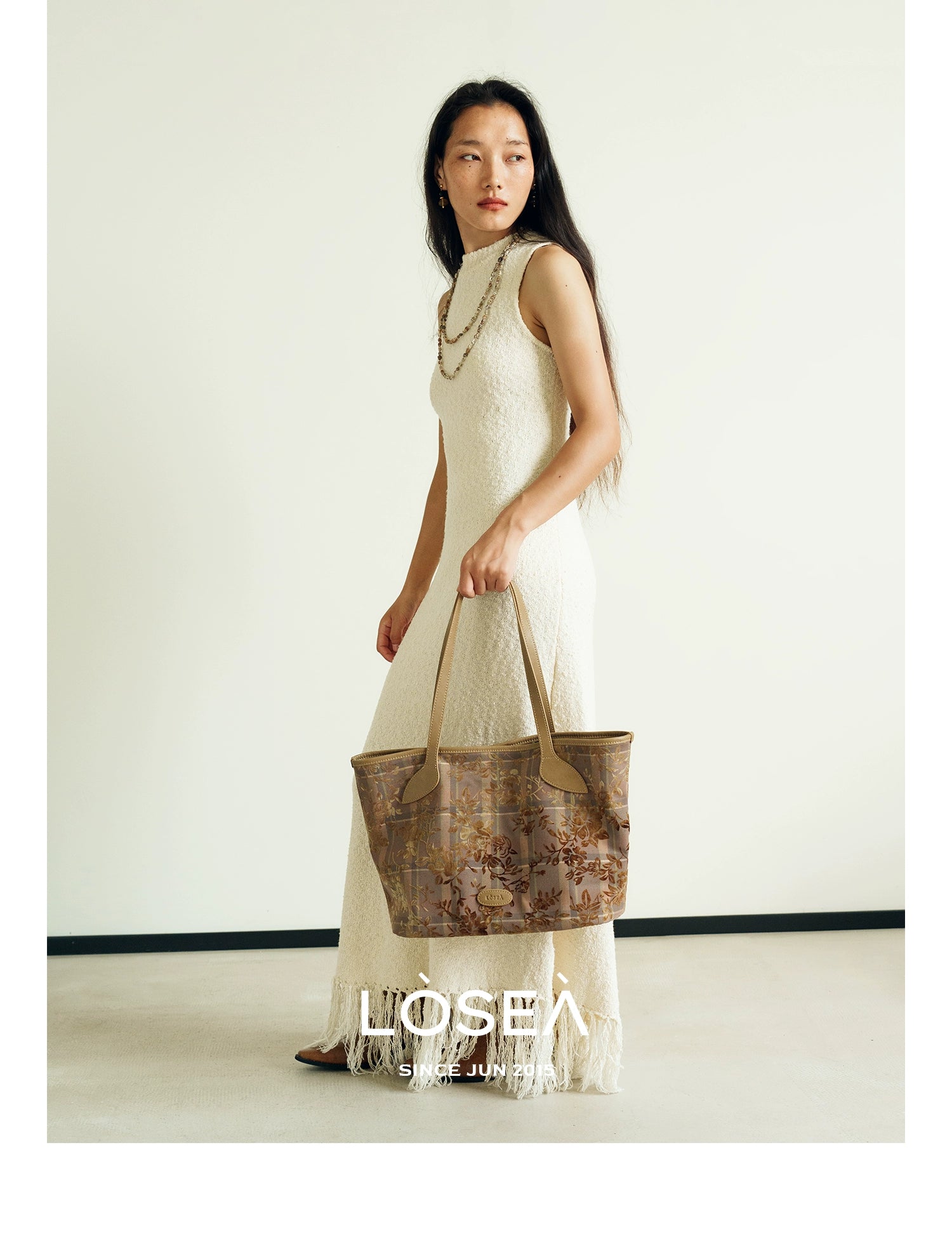 LOSEA Lu Xi All Things Grow Tie-dye flocking large-capacity tote bag