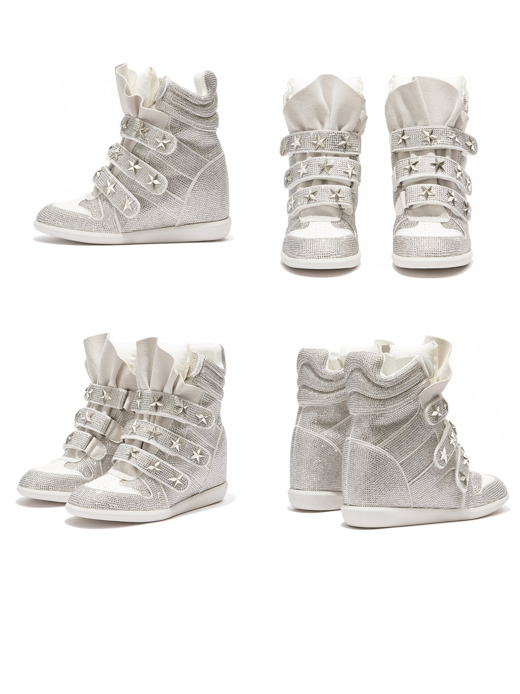 DETW Flash Diamond High-top Thick-soled Heightening Sports and Leisure Shoes