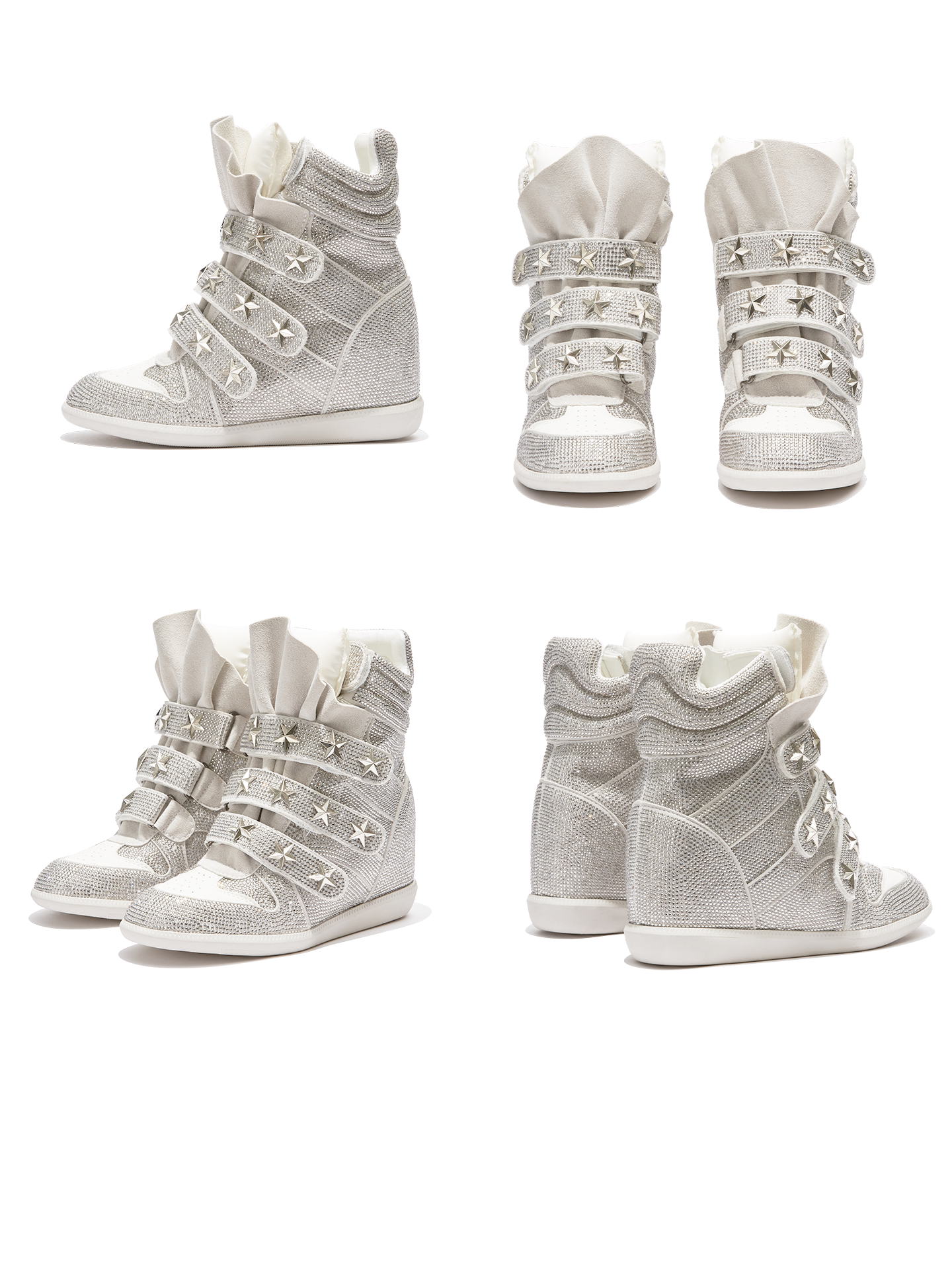 DETW Flash Diamond High-top Thick-soled Heightening Sports and Leisure Shoes