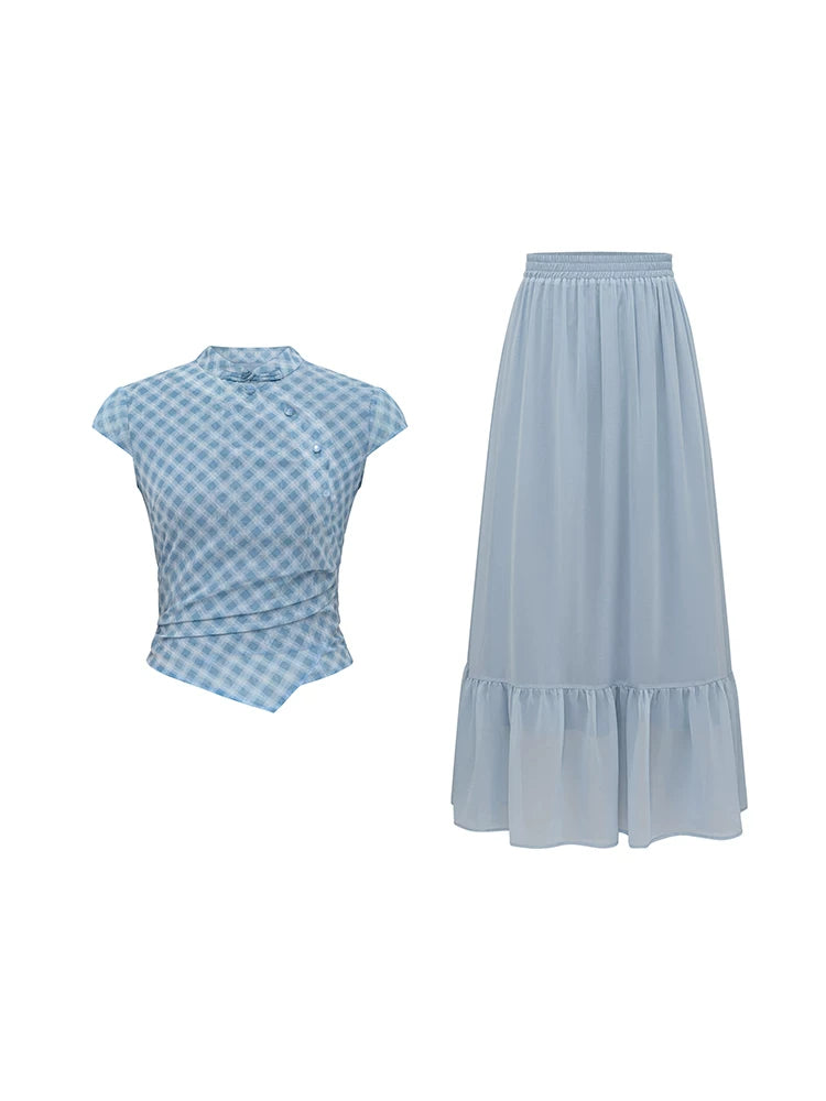 KANO Plaid Shirt Skirt Set