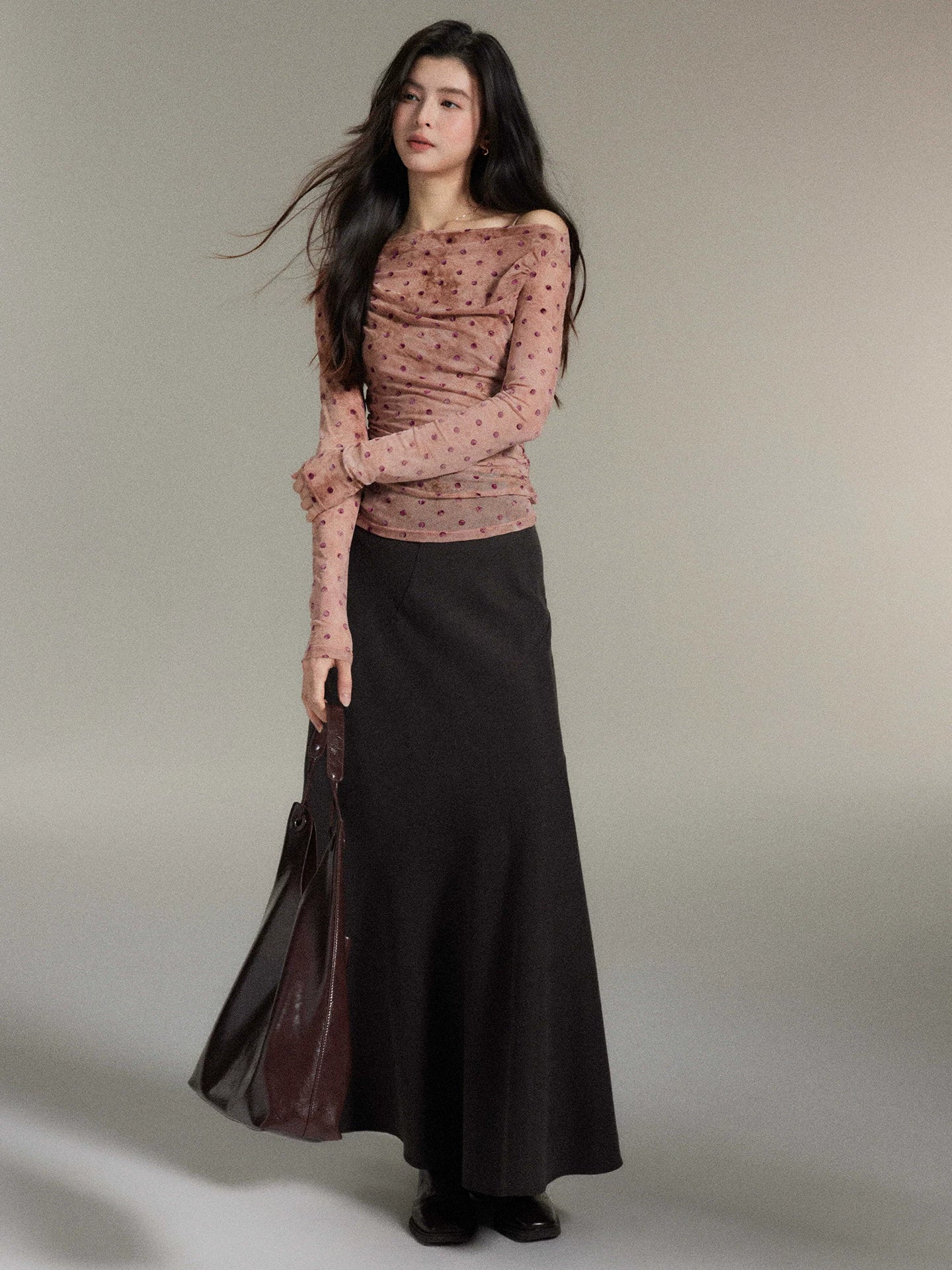 TYANG High-waisted Retro Crow's Feet Skirt