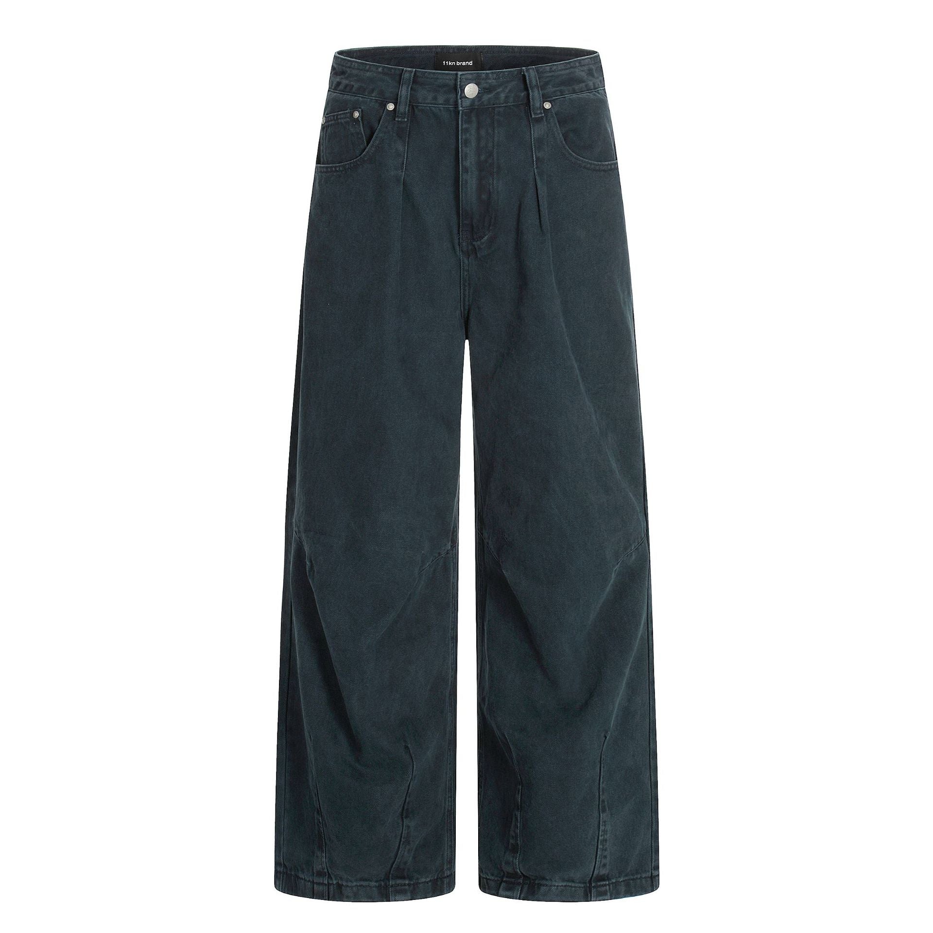 11KN Simple Retro Loose Straight-leg Pants