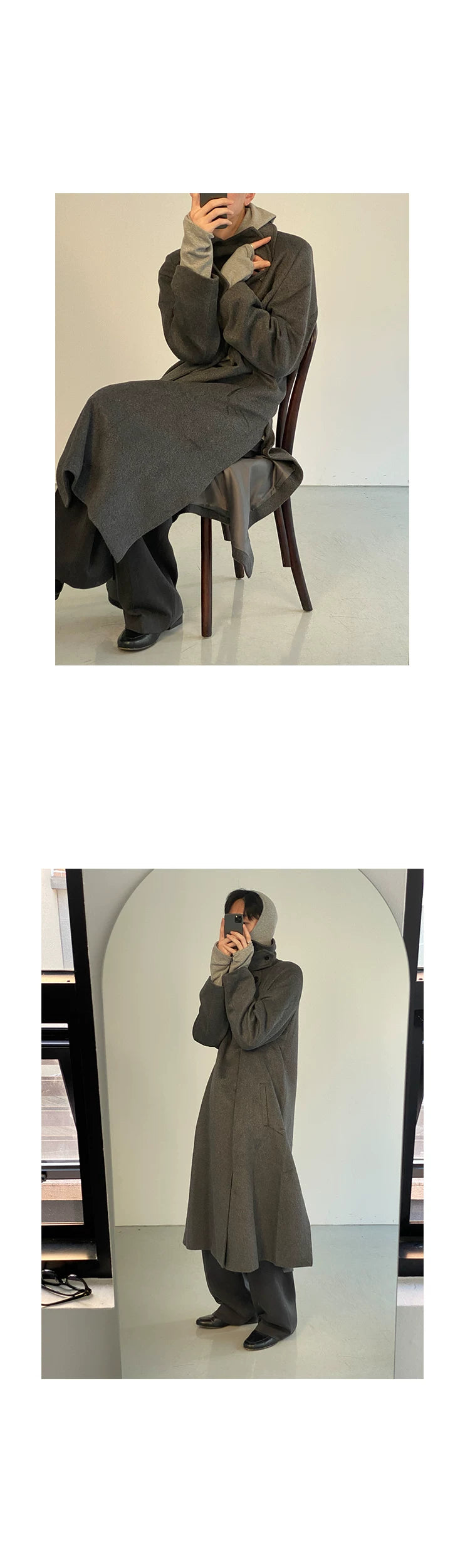 COLN Split-ended Single-breasted Wool Coat