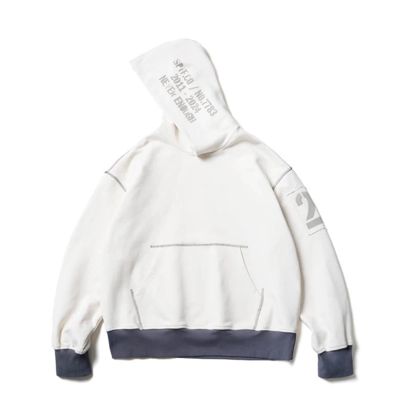 SUPERTOFU Bright Line Retro Contrasting Color Patch Print Hooded Sweater