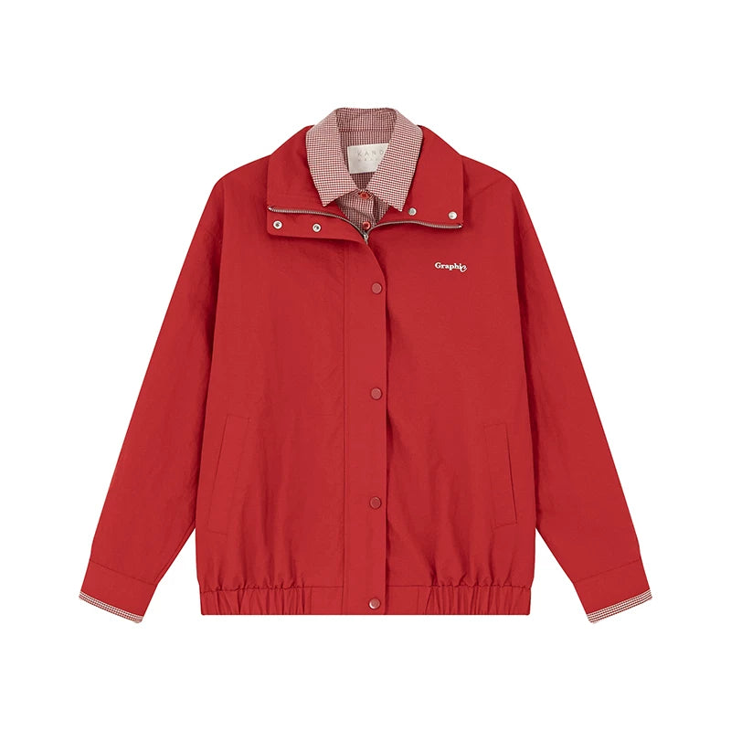 KANO Fake Two-piece Plaid Shirt Spliced Jacket