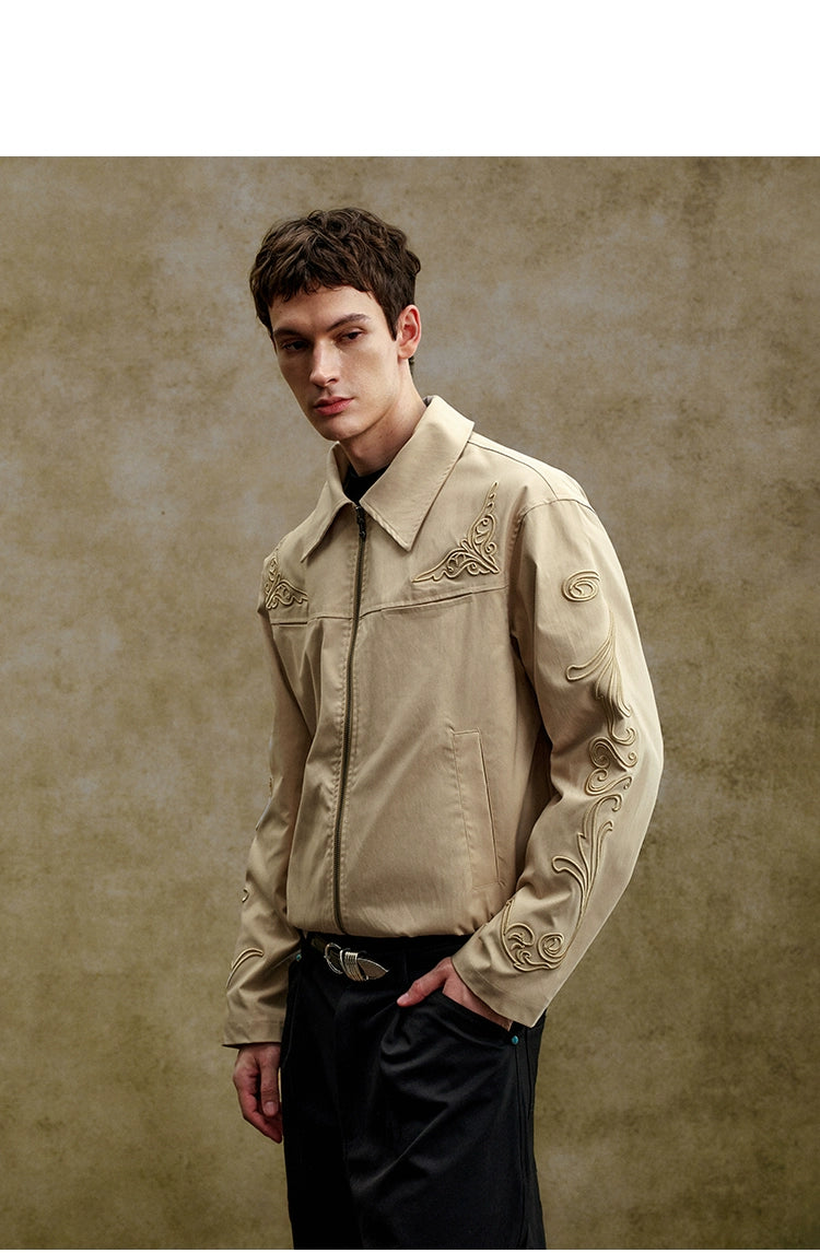 YADcrew Vintage Three-dimensional Line Carved Lapel Jacket