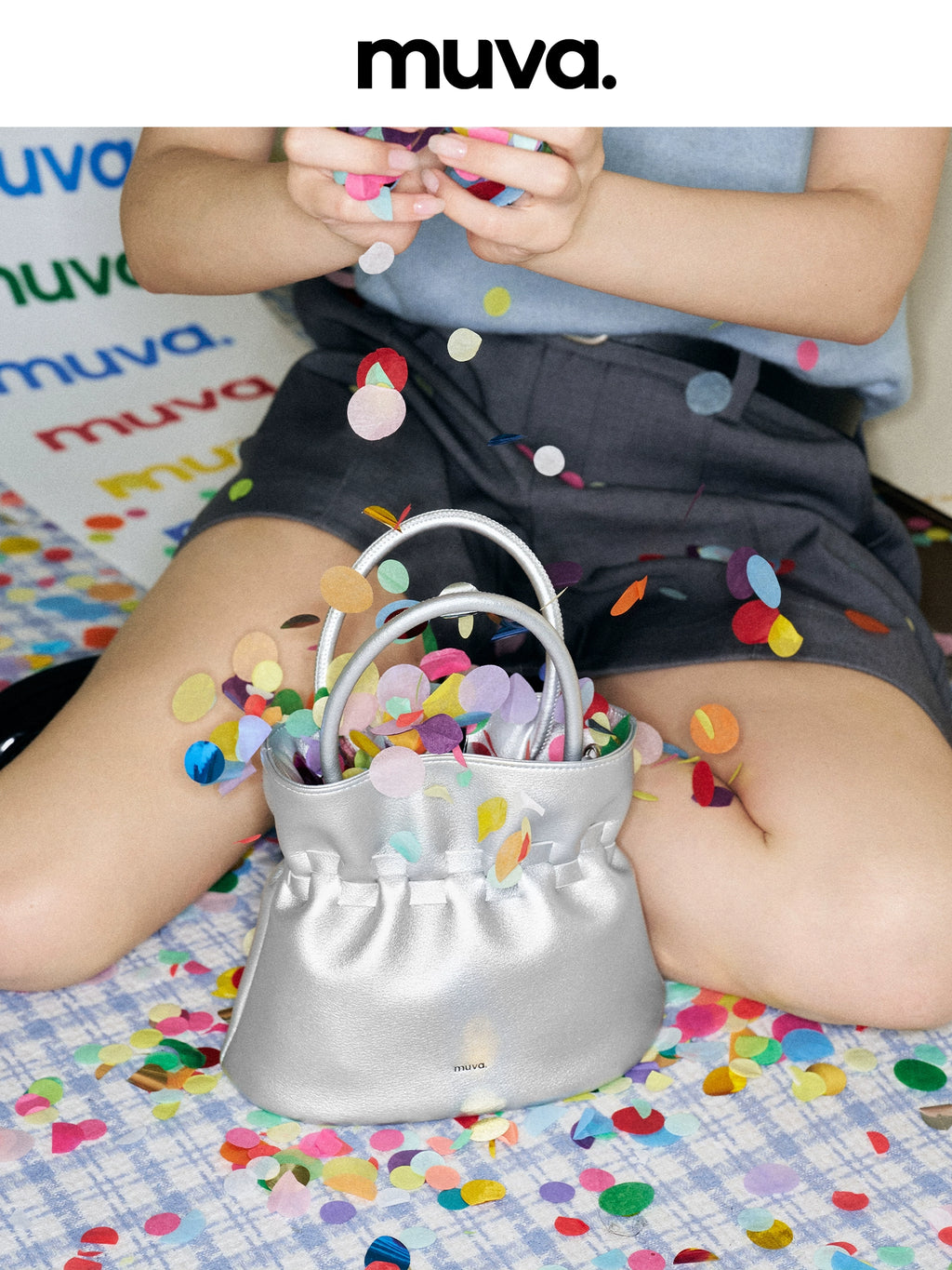 MUVA Delicate Pleated Bow Tote Bag