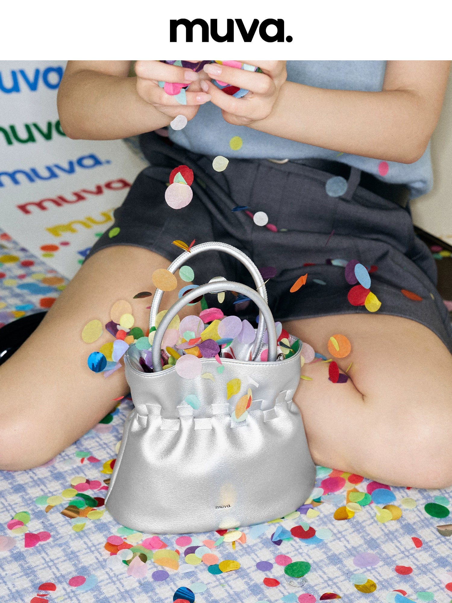 MUVA Delicate Pleated Bow Tote Bag