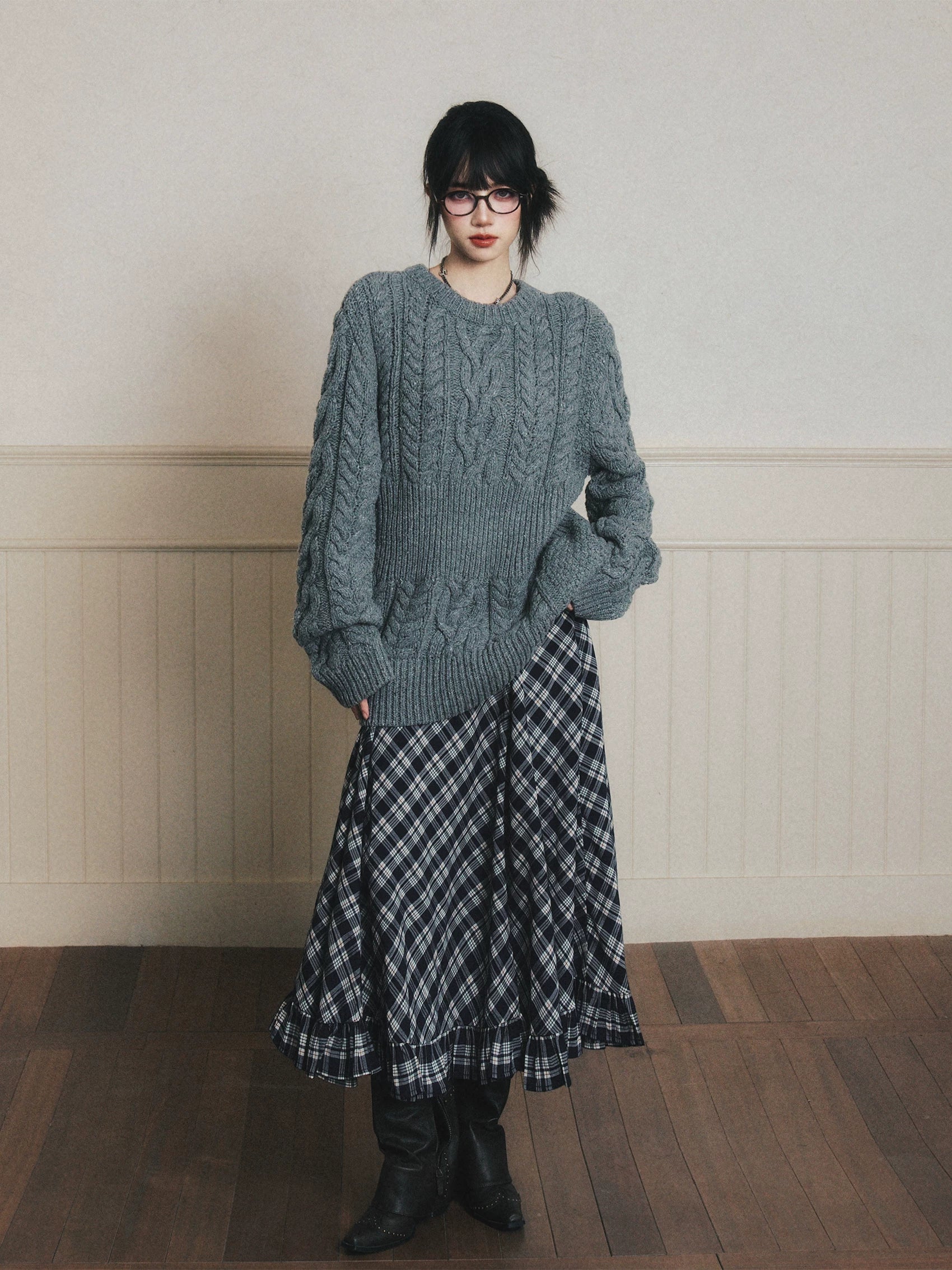 LULUSWINGS Vintage College Plaid A-shaped Skirt