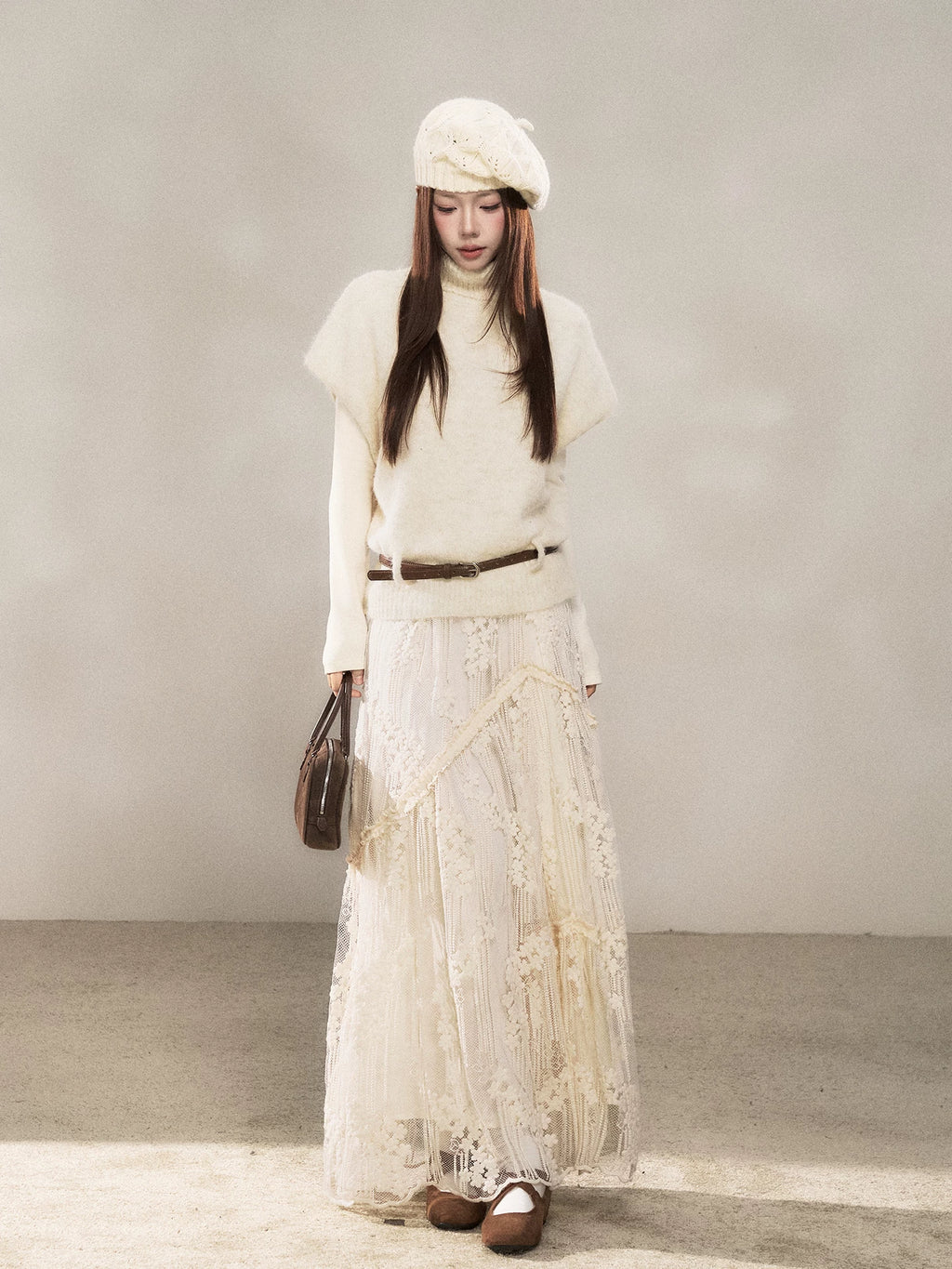 Wildberry Embroidered Lace Stitching High Waist Dress