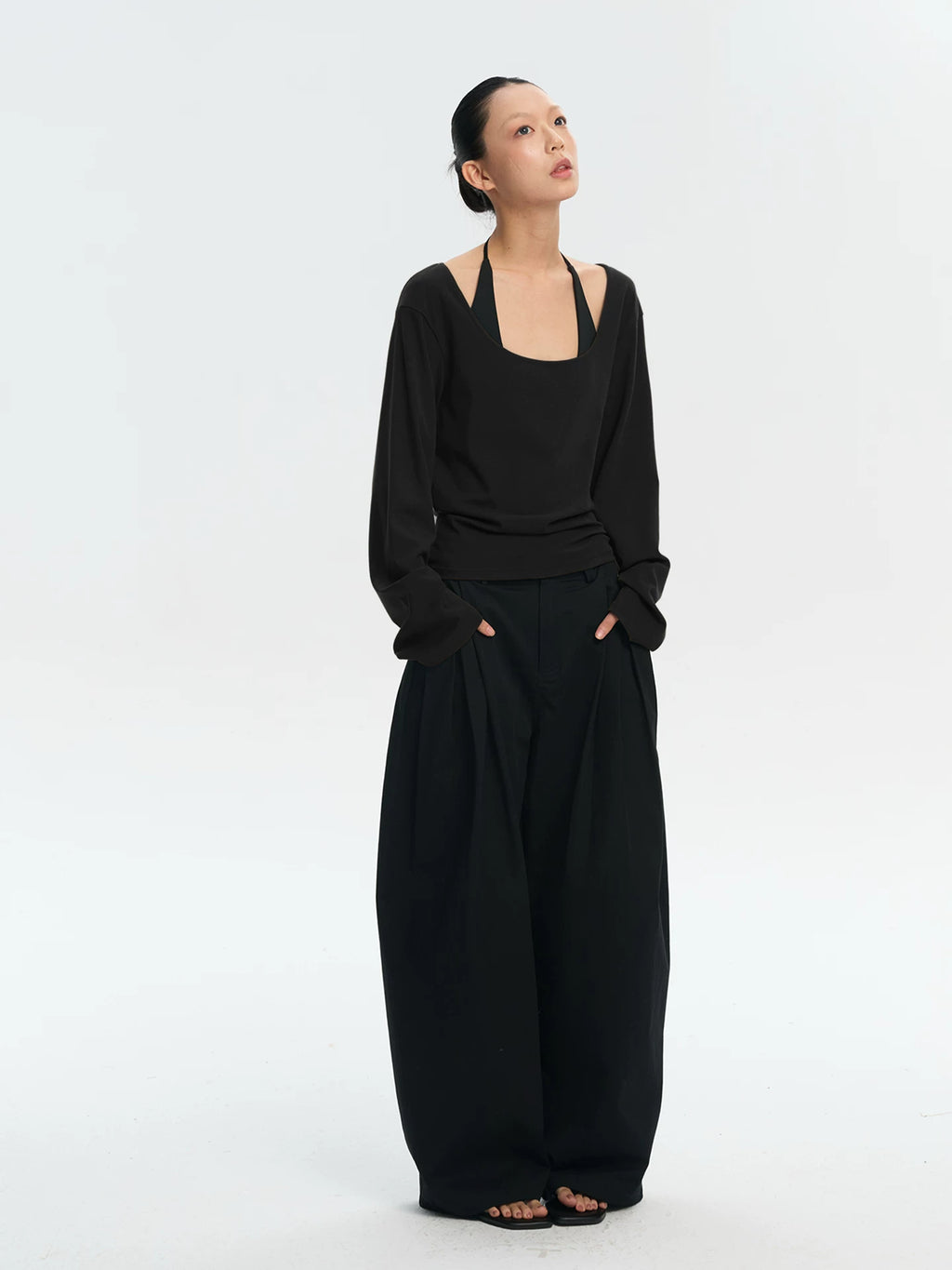 LINY LIBERTY Lazy Loose Waist High Elastic Knitted Long Sleeves