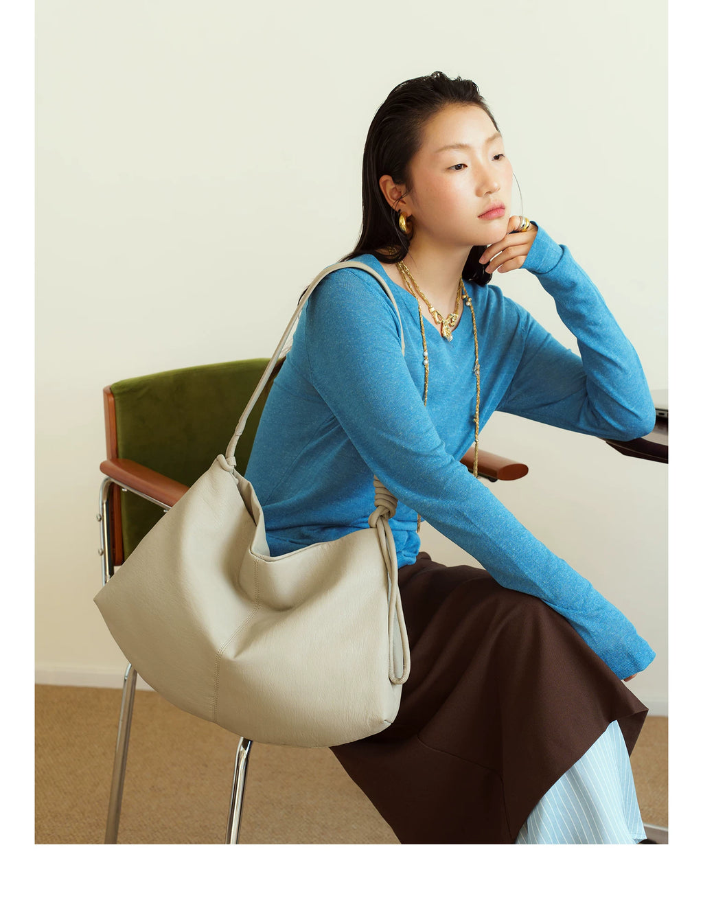 LOSEA Soft Leather Large Capacity Versatile Messenger Bag