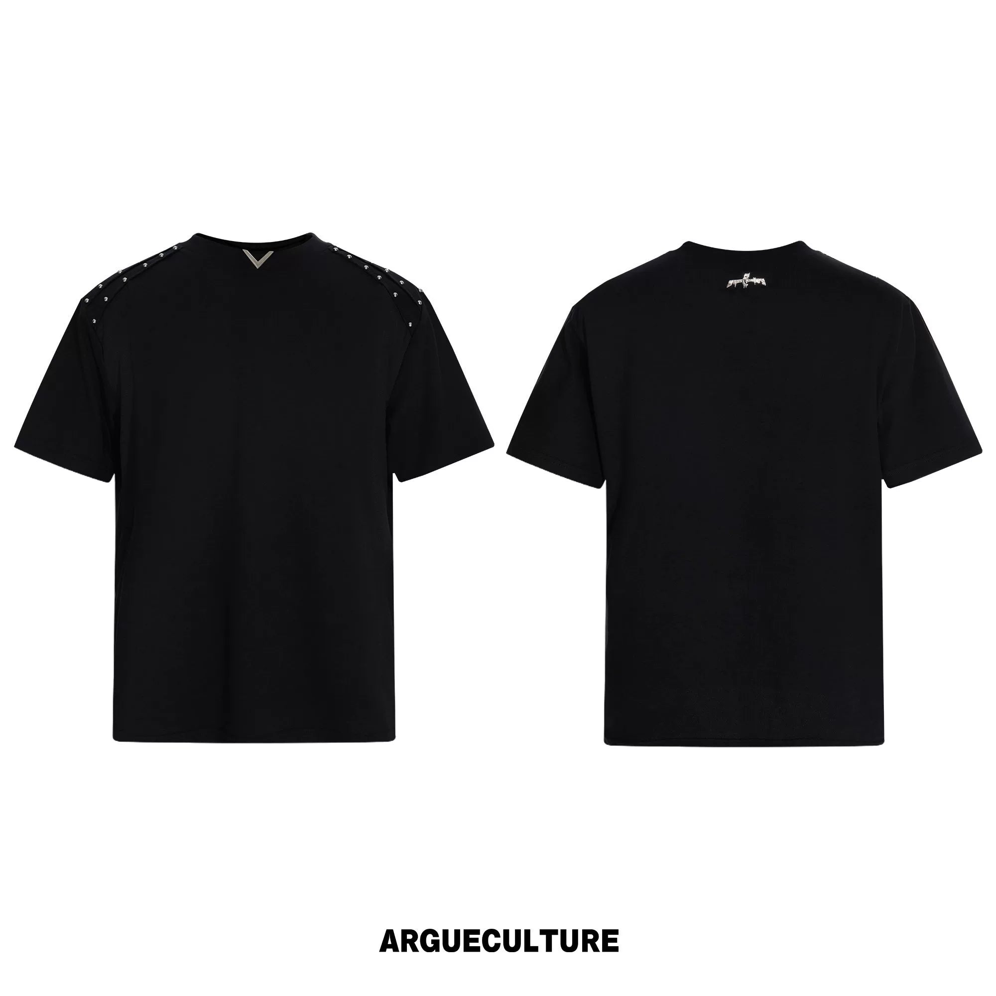 ArguECulturE Rivet Splicing Front Shoulder V-neck Tee