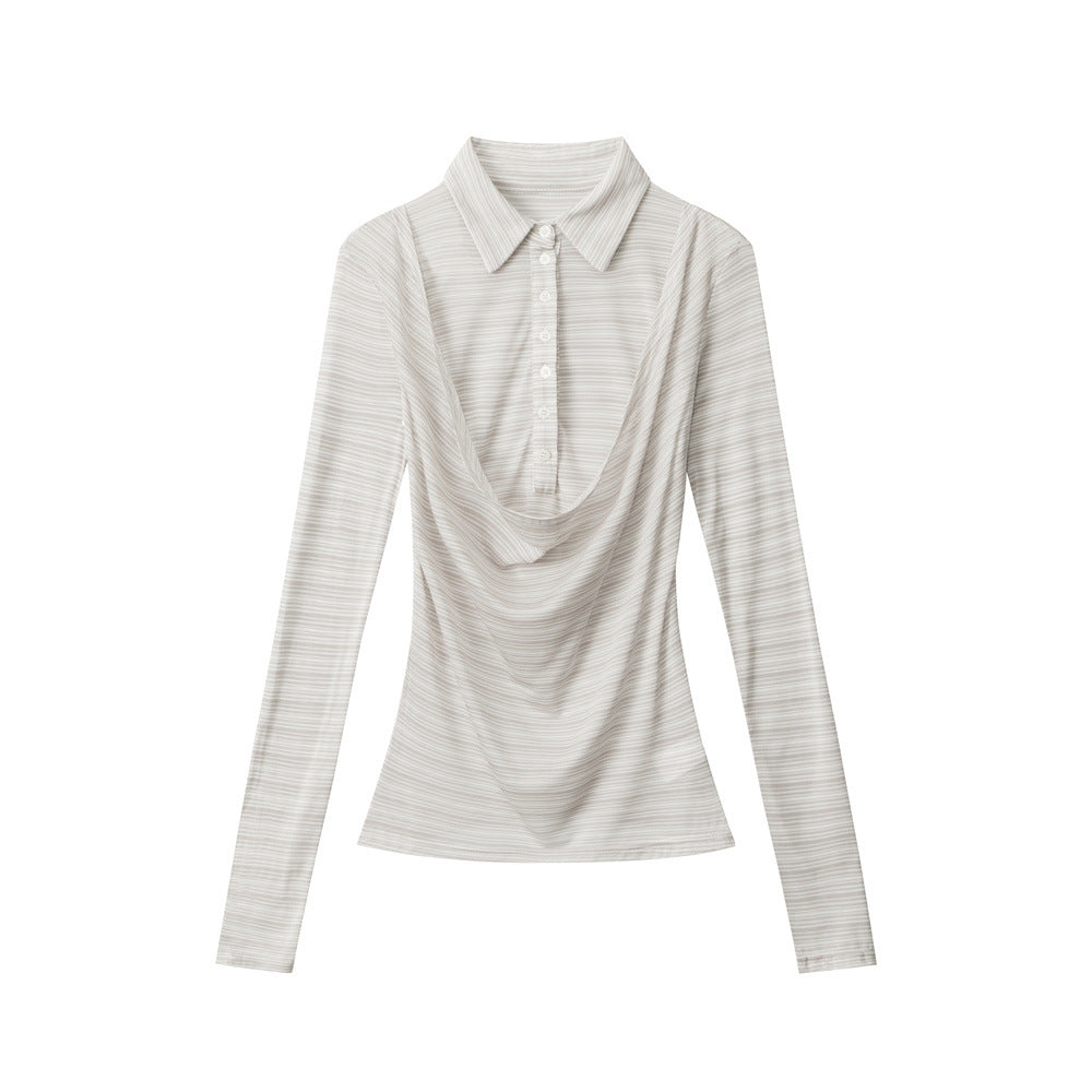 Nariele Irregular Striped Shoulder Long Sleeves