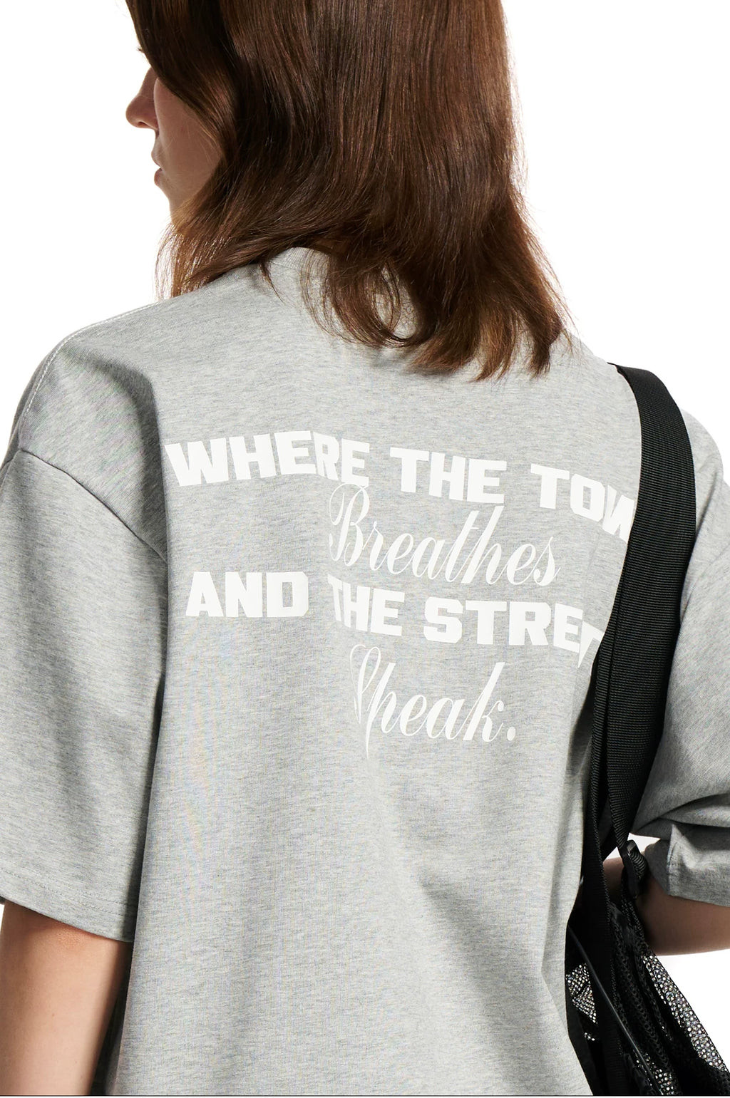Loopsoon Back Letter Print Loose Versatile Tee