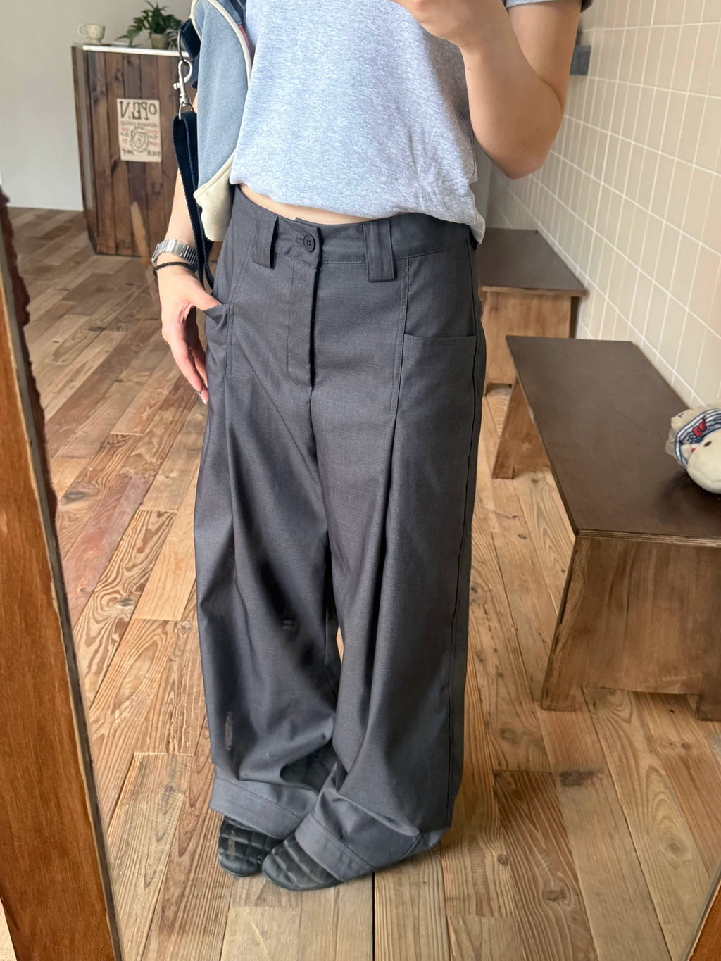 CCYE Retro Drape Loose Wide-leg Casual Pleated Trousers