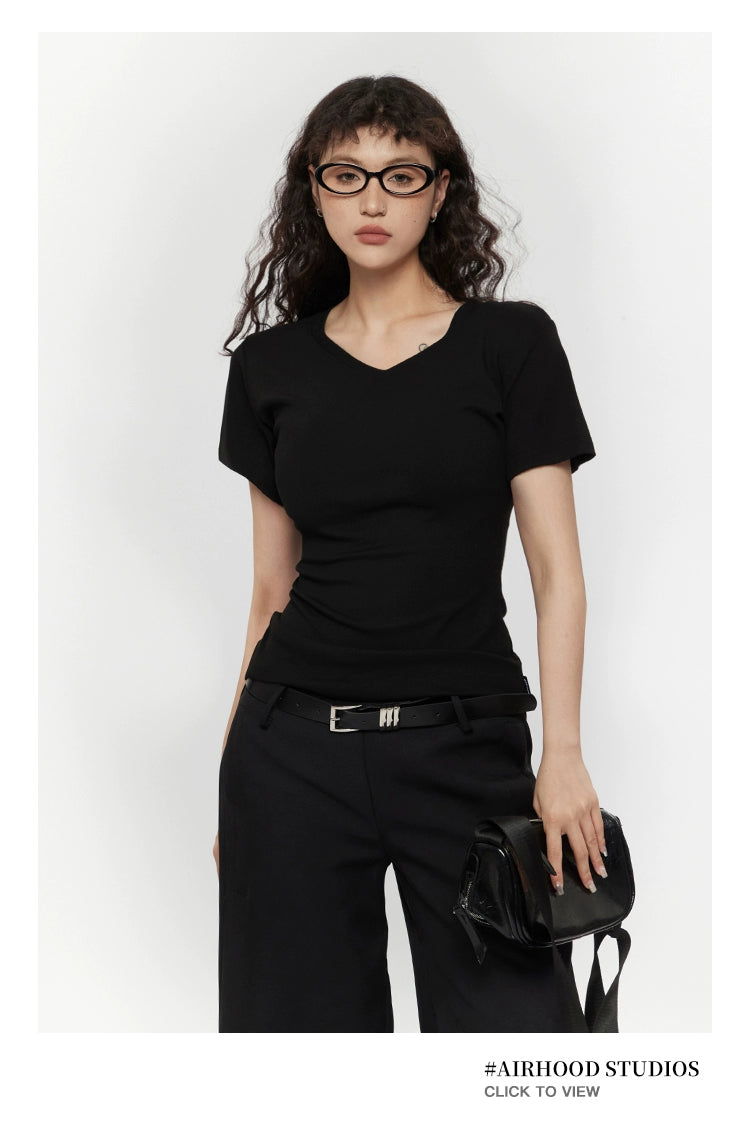 AIRHOOD V Neck Slim and Thin Versatile Tee