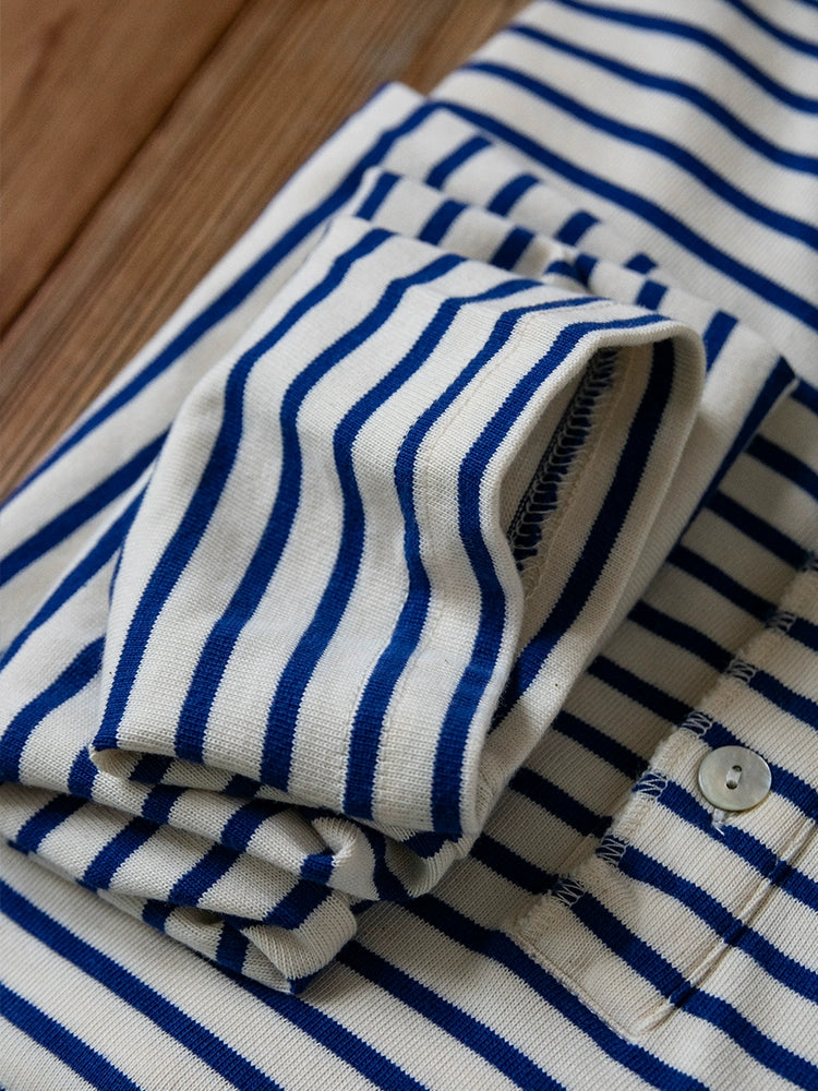 PrintAce Vintage Striped Blue and White Long Sleeves