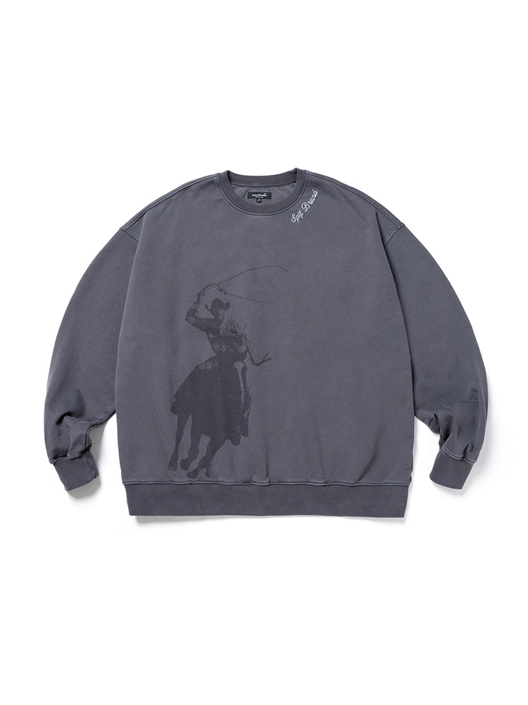 SUPERTOFU Makes Old Denim Pattern Crew Neck Sweater