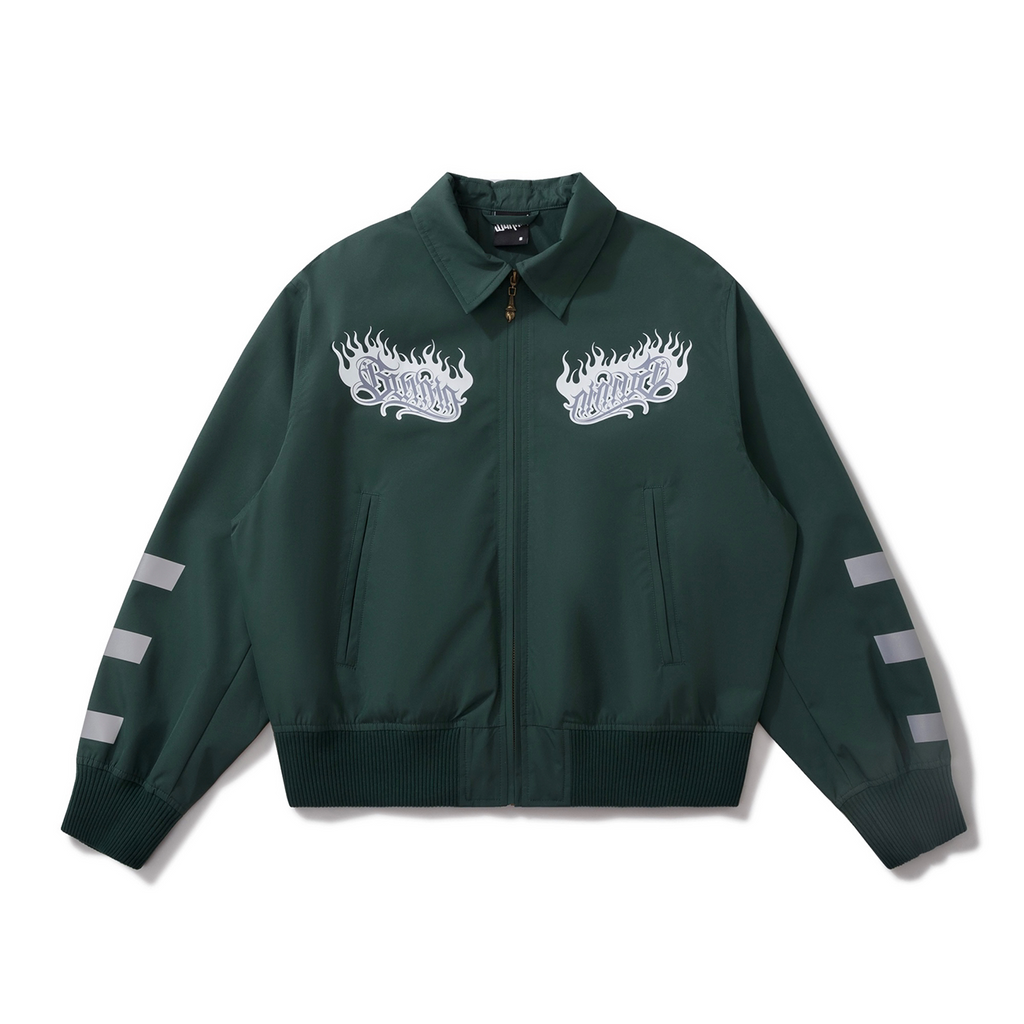 BURNIN Reflective Strip Flame Logo Temperament Jacket