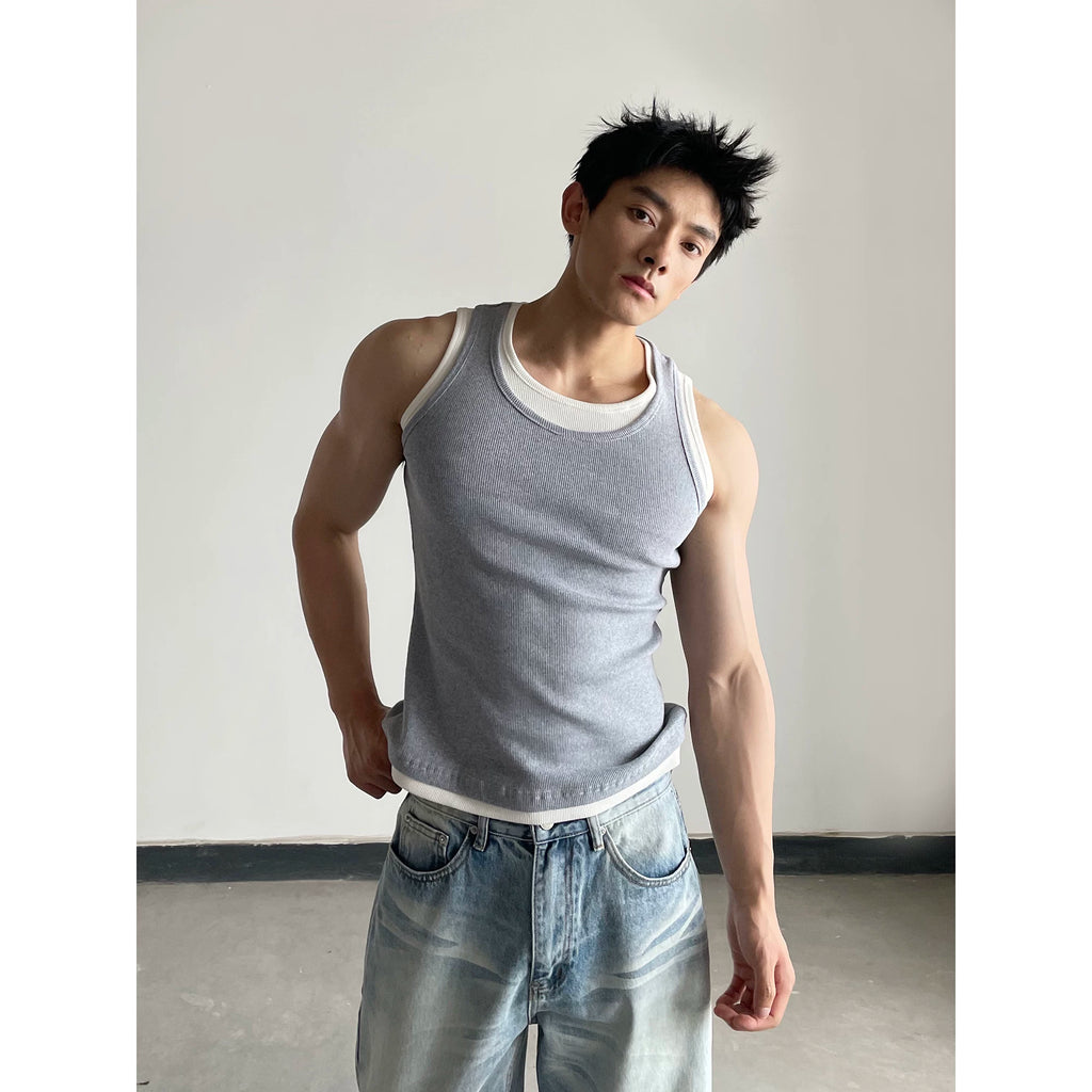 DAY NY I-shaped Fake Two-piece Slim-fit Vest
