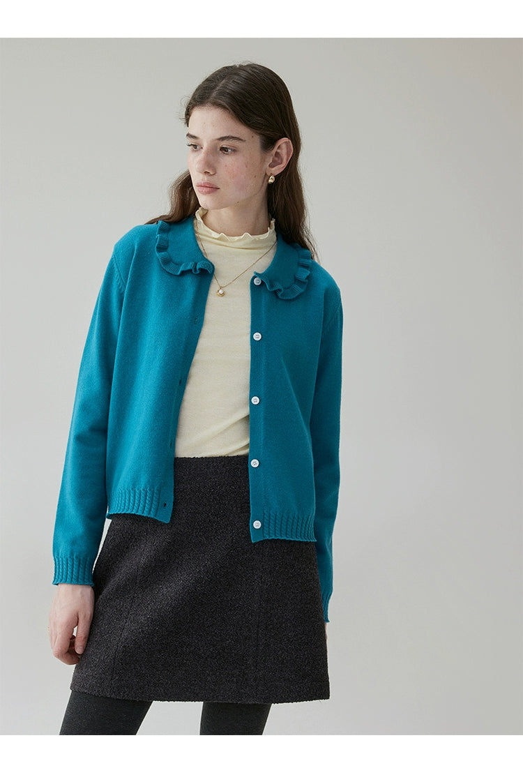 VOOE Doll Collar Lace Versatile Knitted Sweater