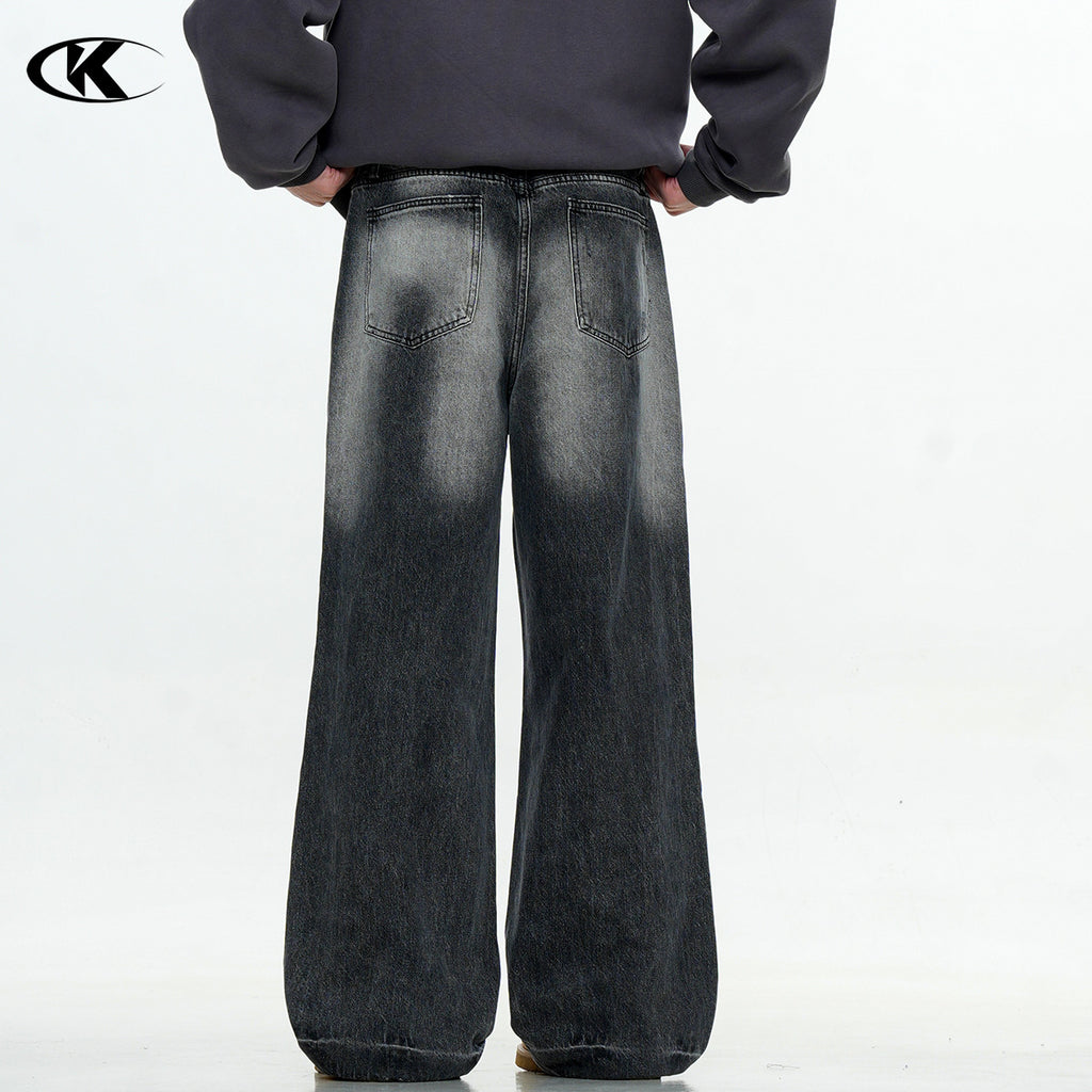 11KN Jeans Retro Washed Gradient Straight Loose Oversize Pants