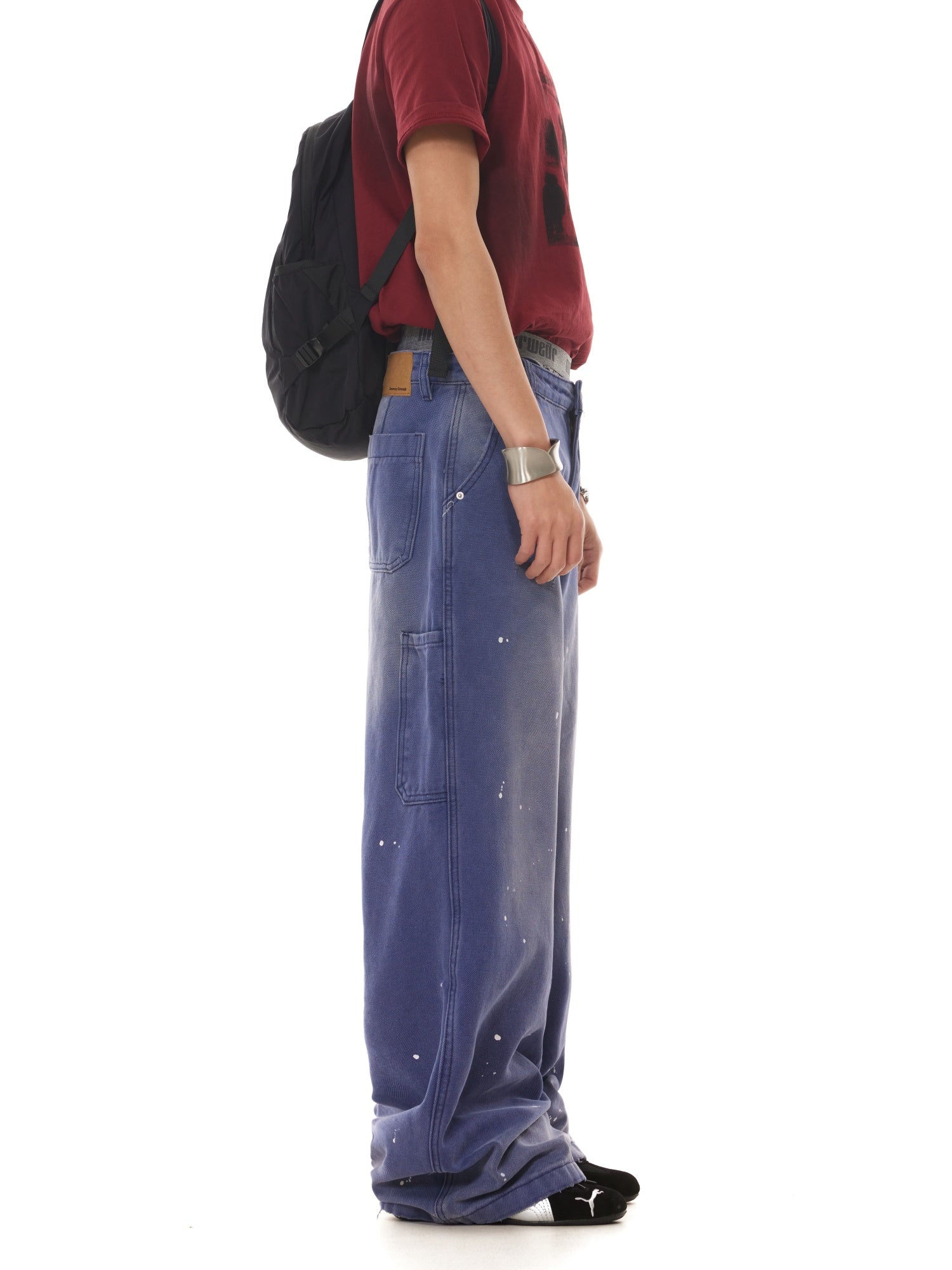 BTSG washed old ink splashing worn vintage legal blue Pants