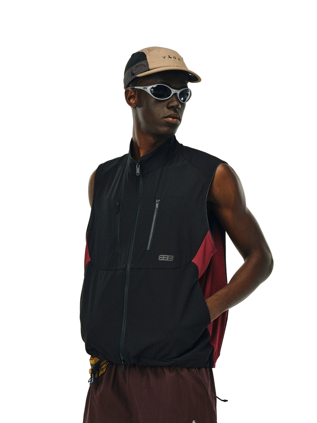 FPA Casual Contrasting Color Loose Stand-neck Sports Vest