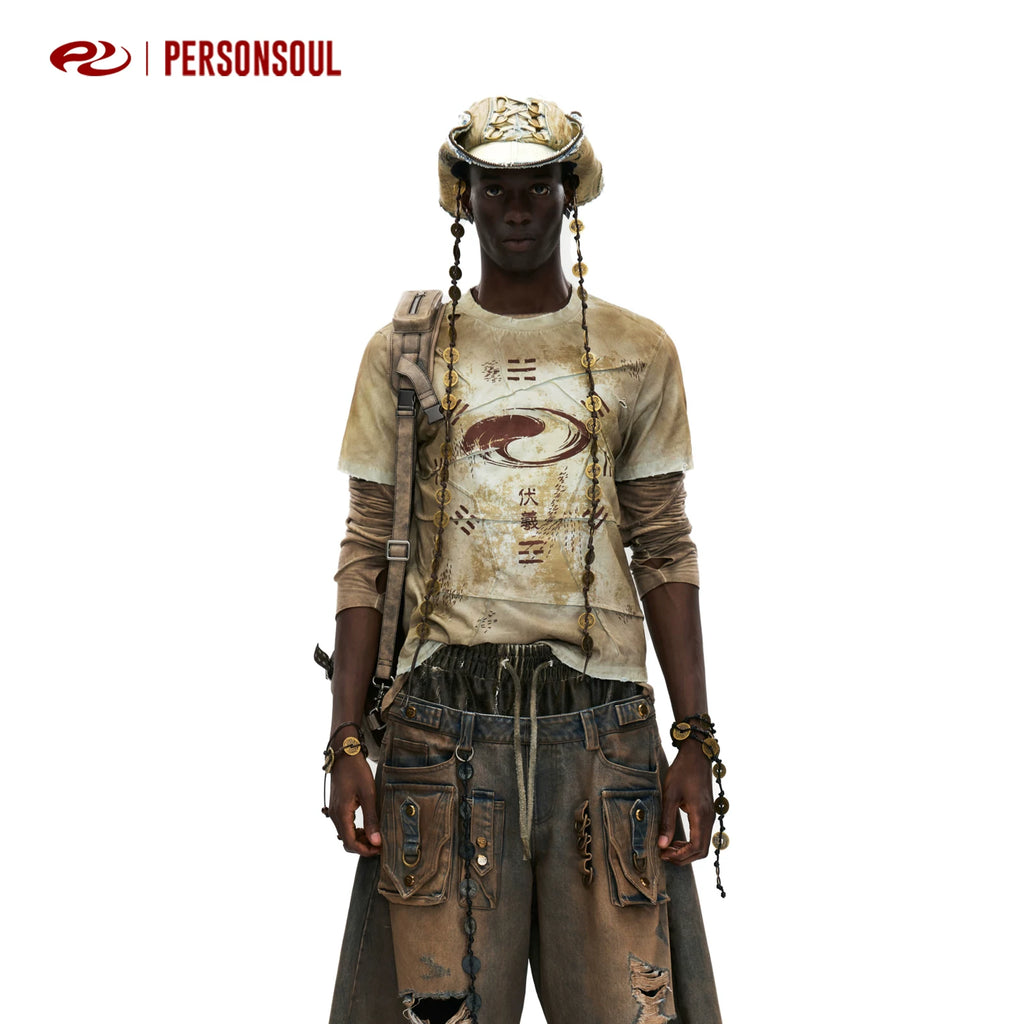 PERSONSOUL Vintage Slim Shoulder Tee