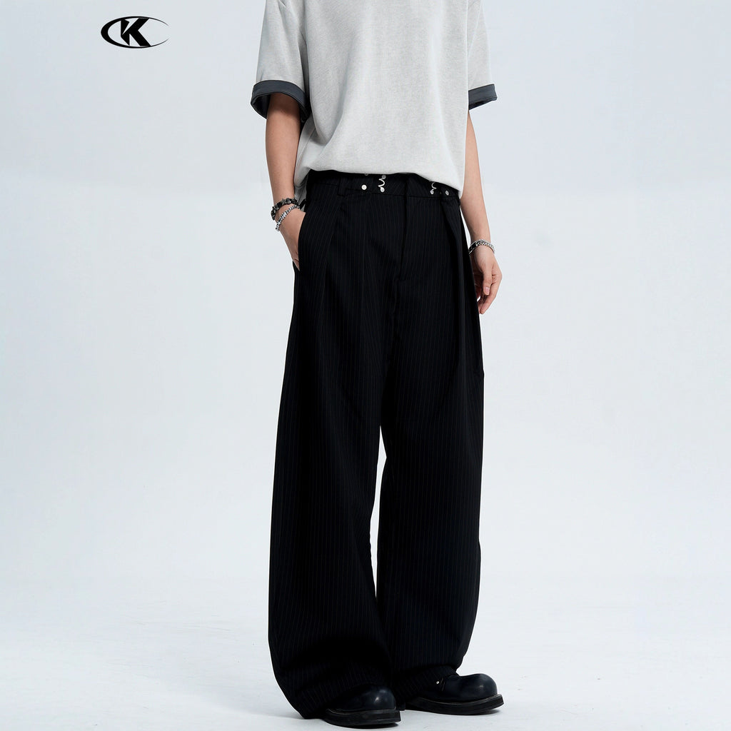 11KN Striped Skinny Casual Wide Leg Pants