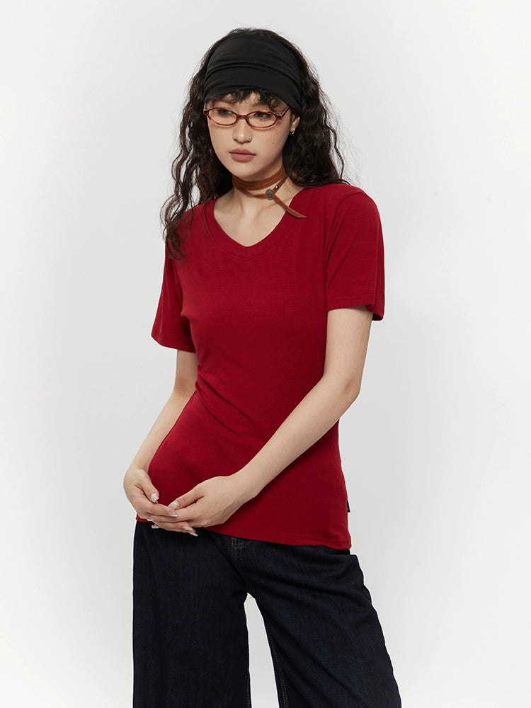 AIRHOOD V Neck Slim and Thin Versatile Tee