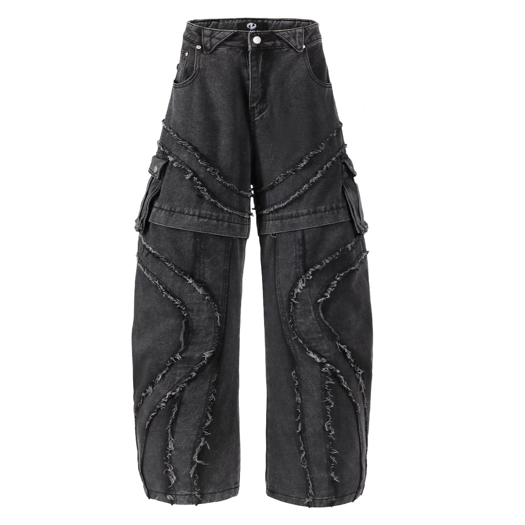 NOMANIAI Heavy Industries Raw Fringed Loose Straight Jeans