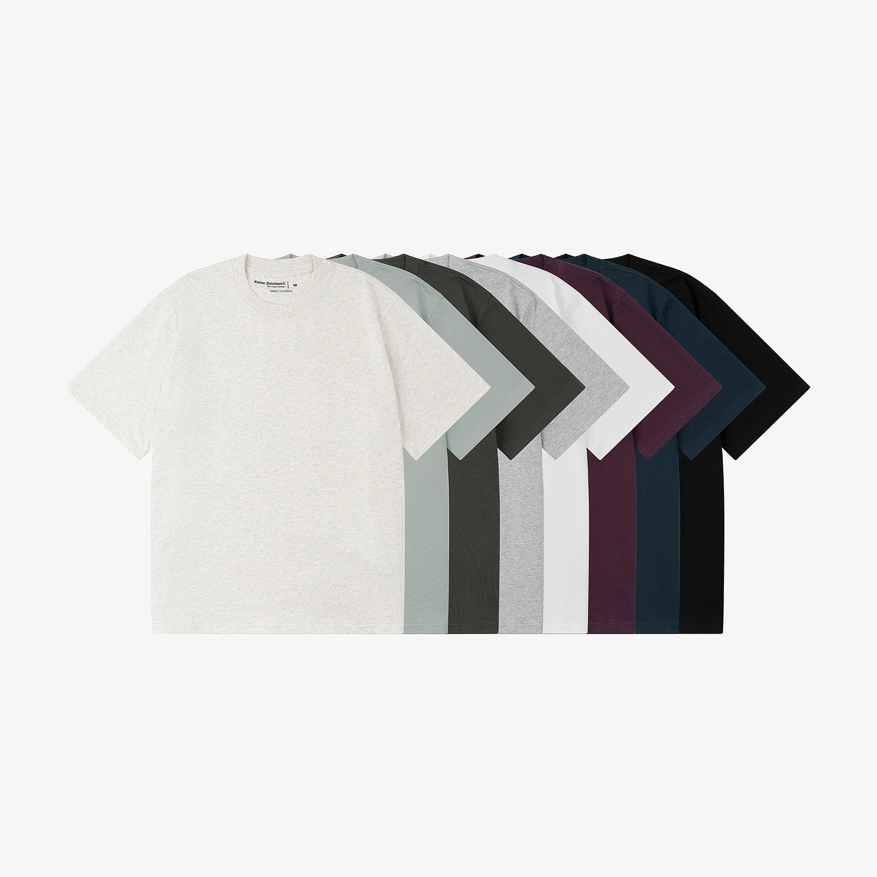 NO LOGO Short and Wide Version Round Neck Tee