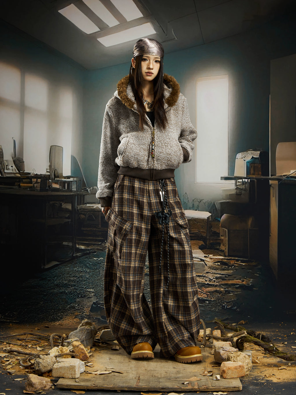 NOMANIAI Retro Short Slim Lamb Wool Thickened Coat