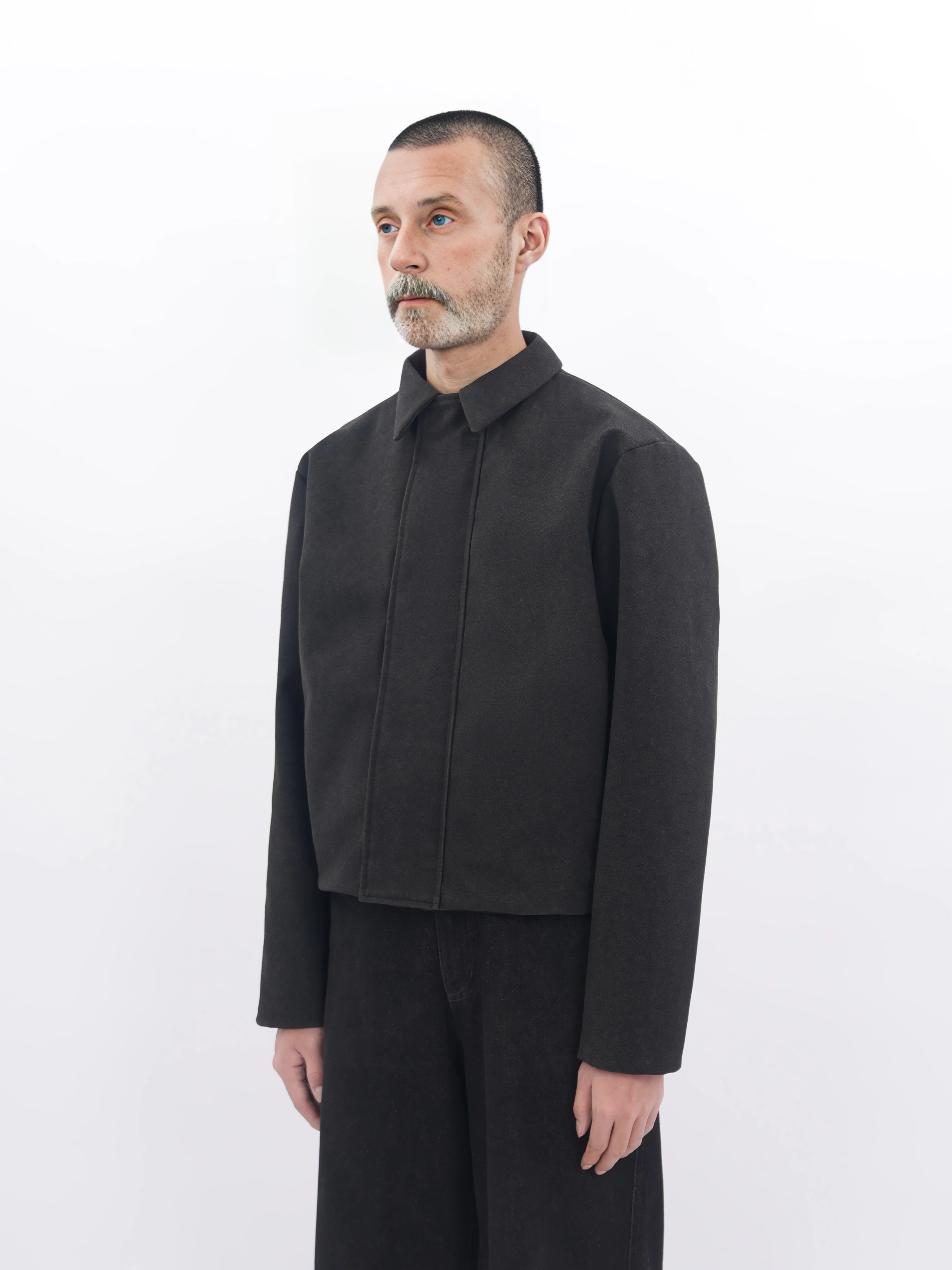 ETHEREAL PRODUCTION Lapel Wide Front Shoulder Leather Jacket