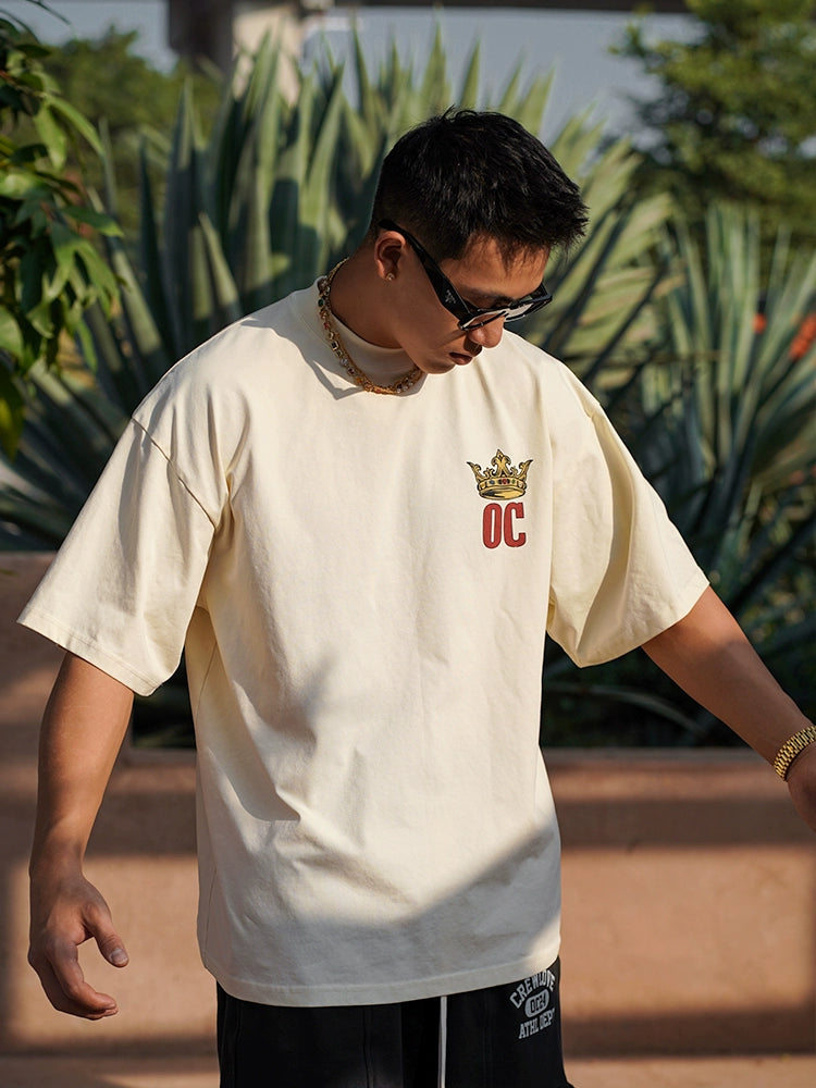 OOTC Retro Direct Injection Printing Small Neckline Tee