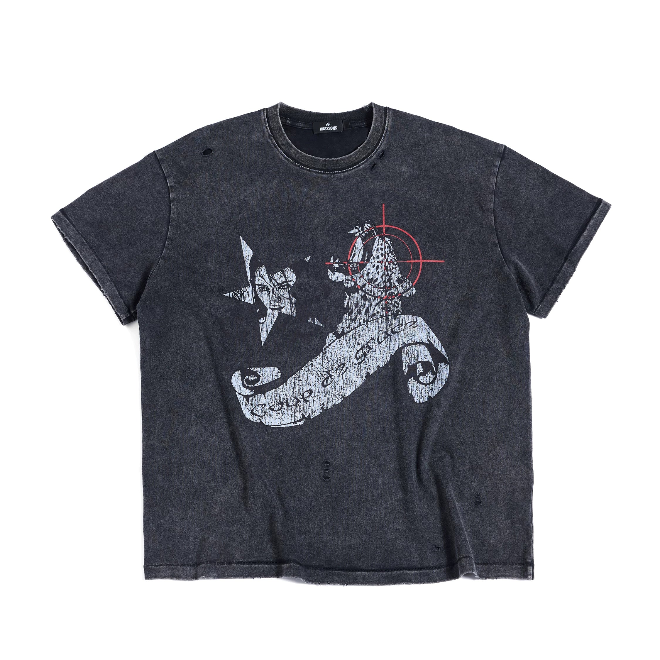 HAS2SONS Retro Loose Round Neck Tee